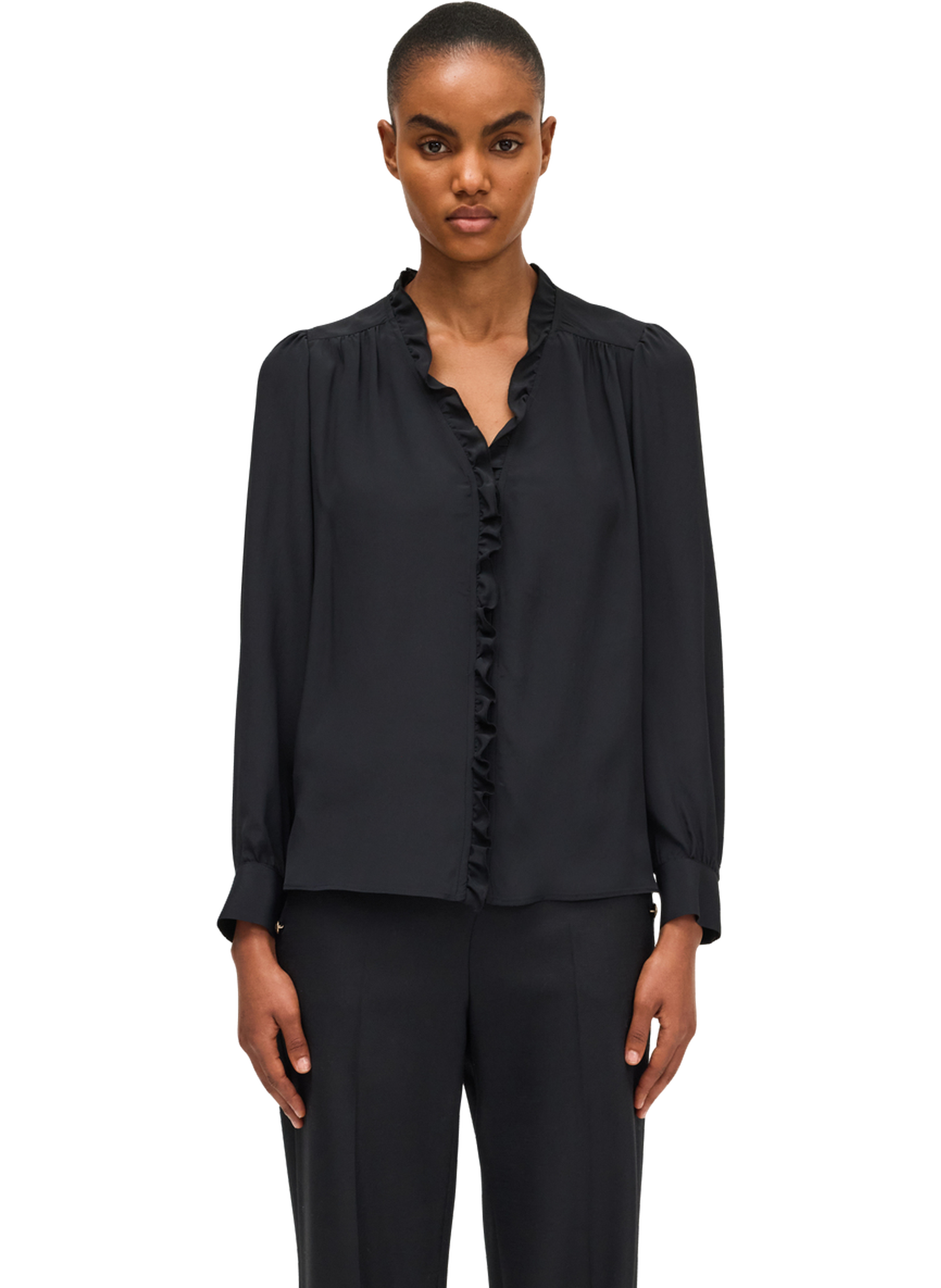 Chemise fluide à volants - azima PABLO Noir