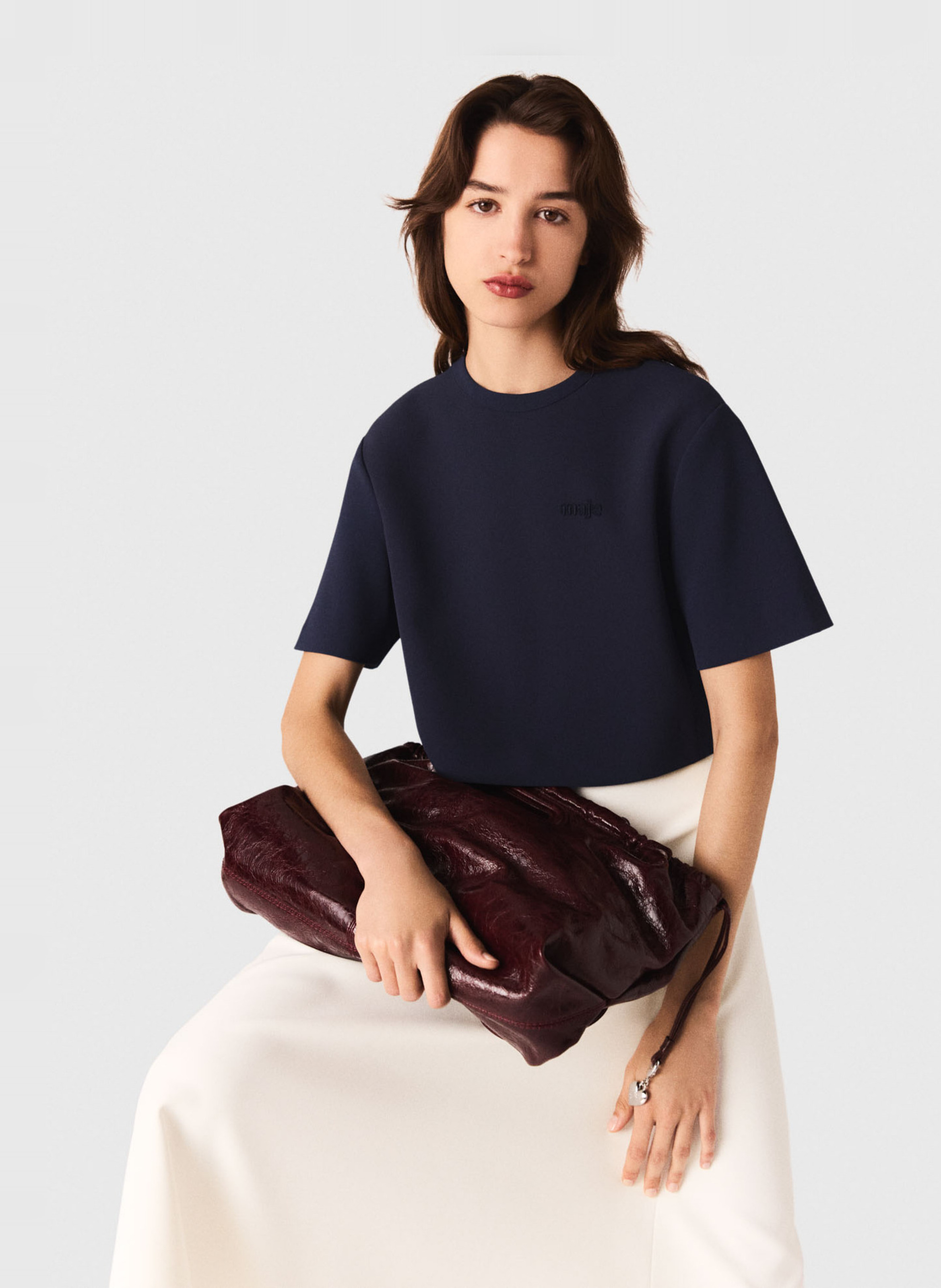 Tee-shirt col rond MAJE Bleu