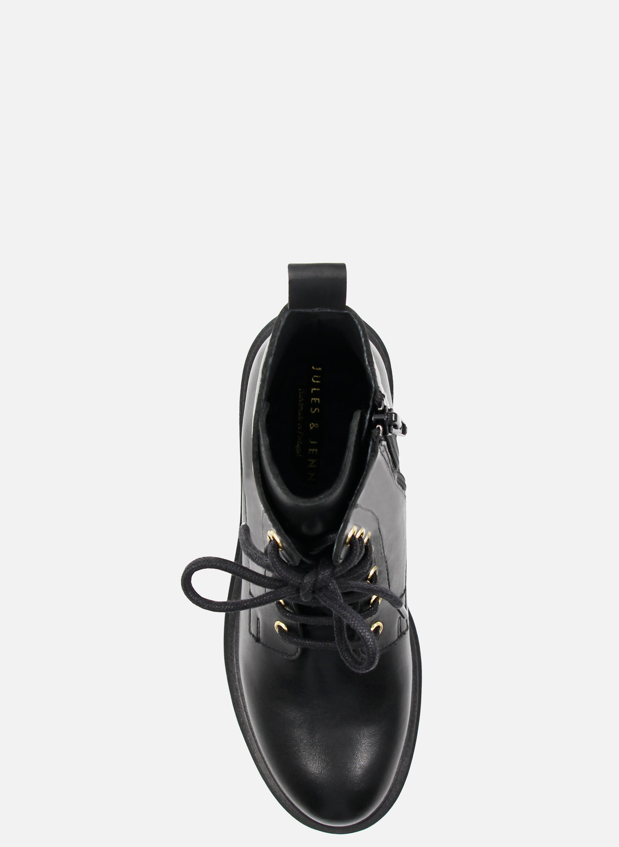 Bottines ranger crantées cuir lisse JULES & JENN Noir