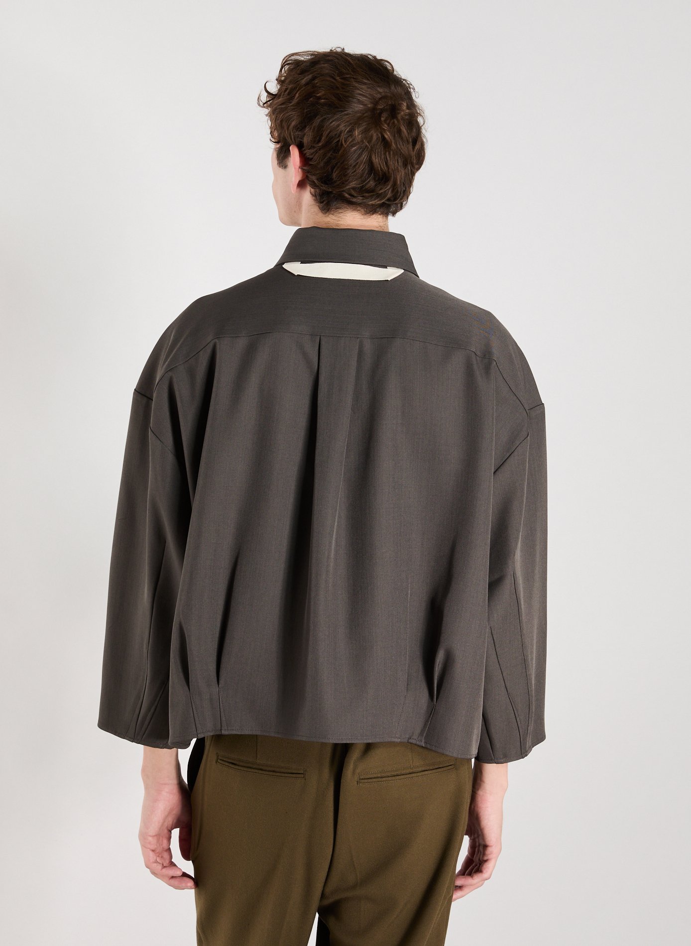 Oversized short shirt with classic collar MERELY MADE Grey