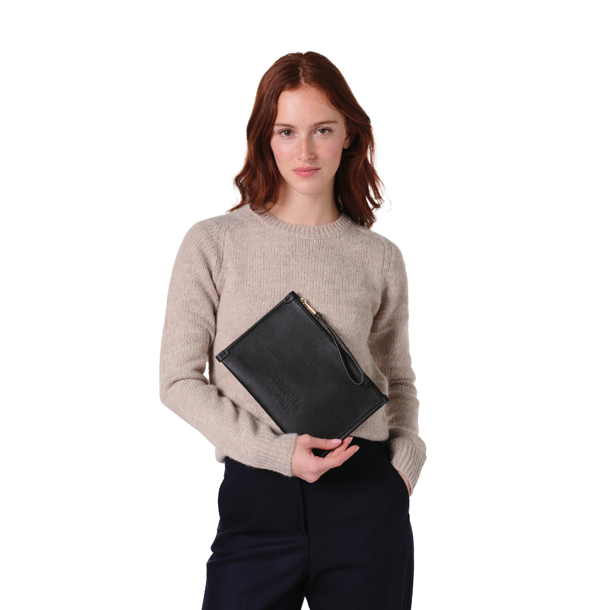 Pochette zippée s jour de lancel en cuir LANCEL Noir