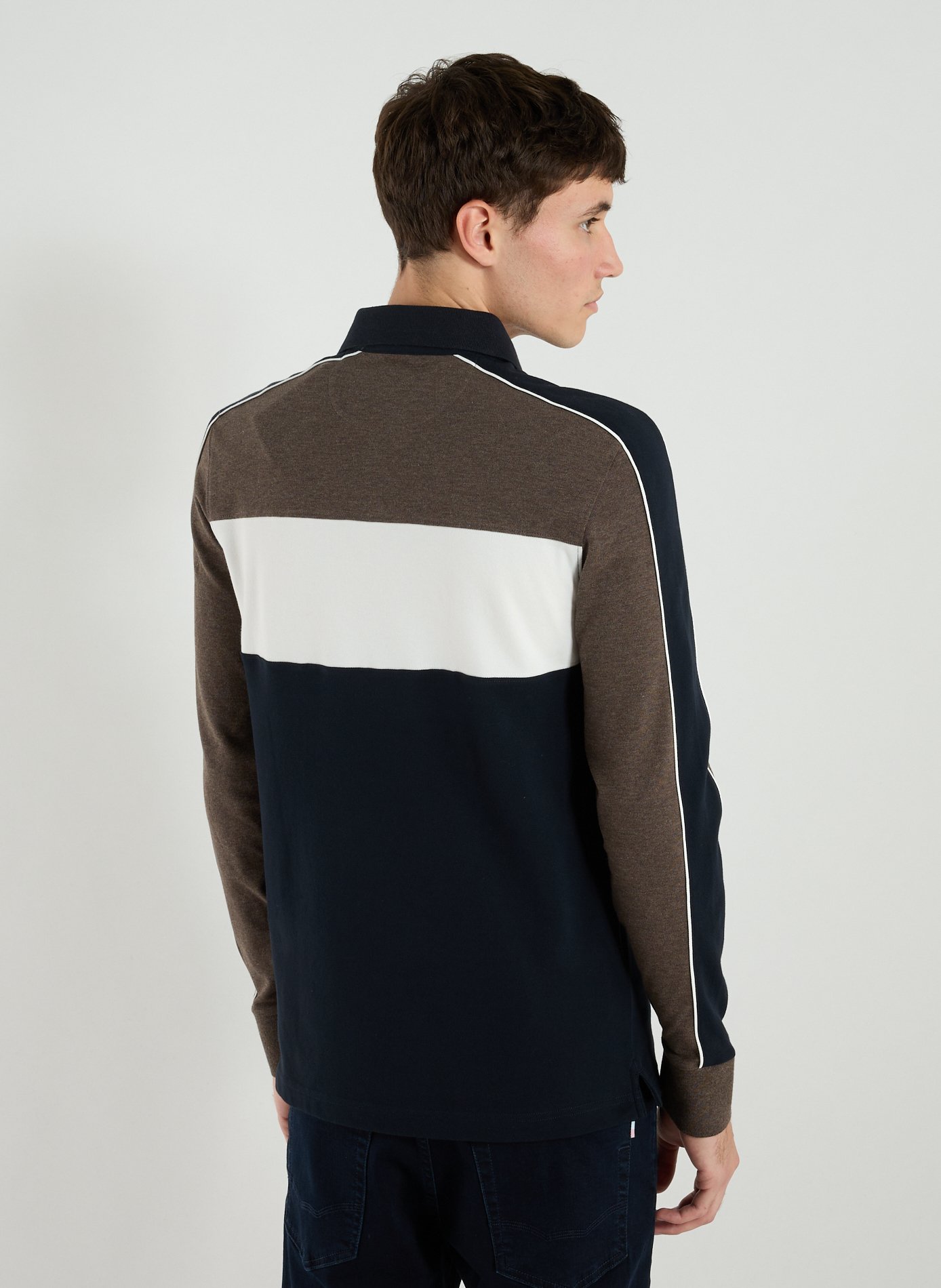Long-sleeved polo shirt with logo EDEN PARK Brown