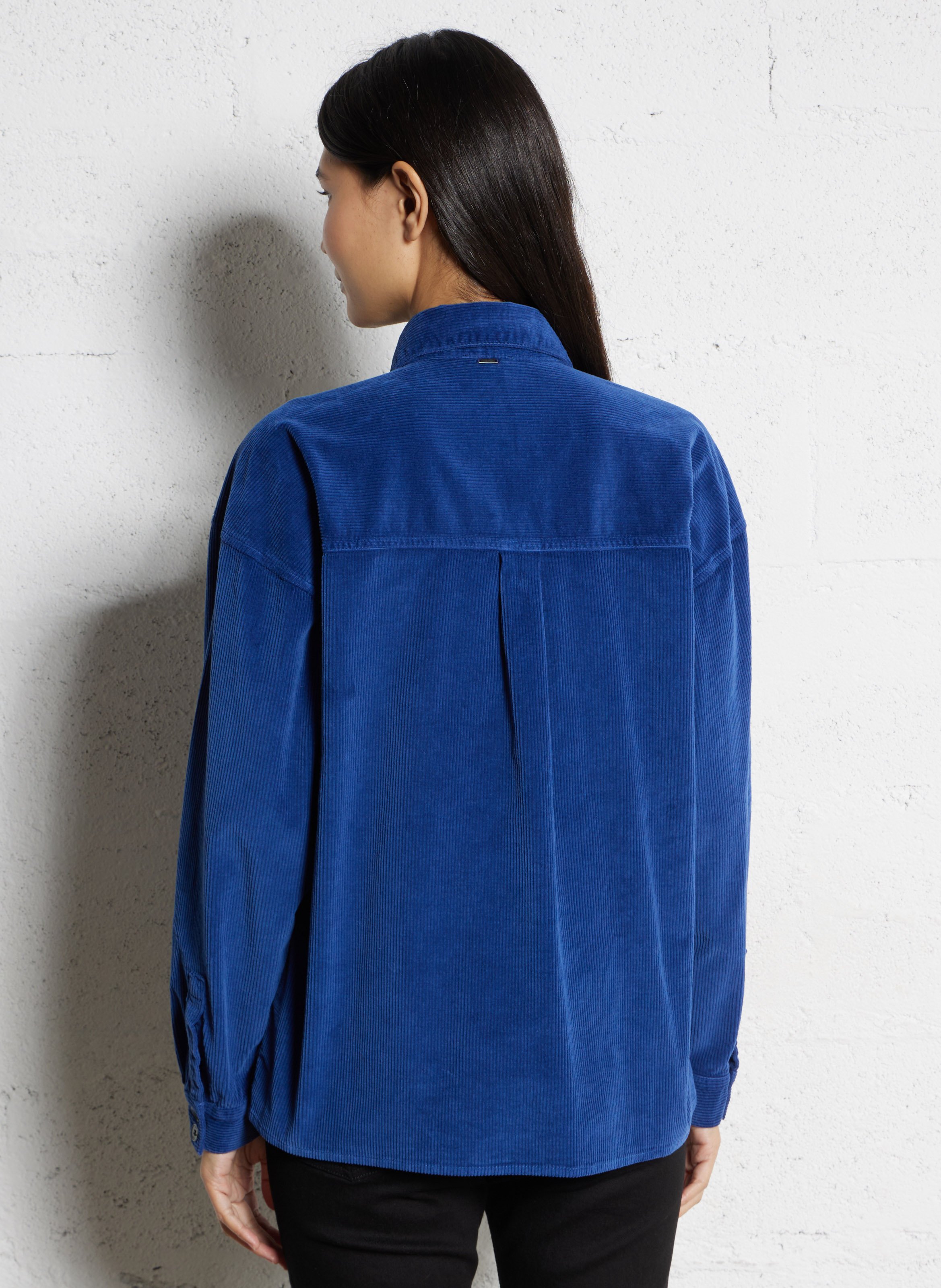 Chemise droite en velours côtelé IKKS Bleu