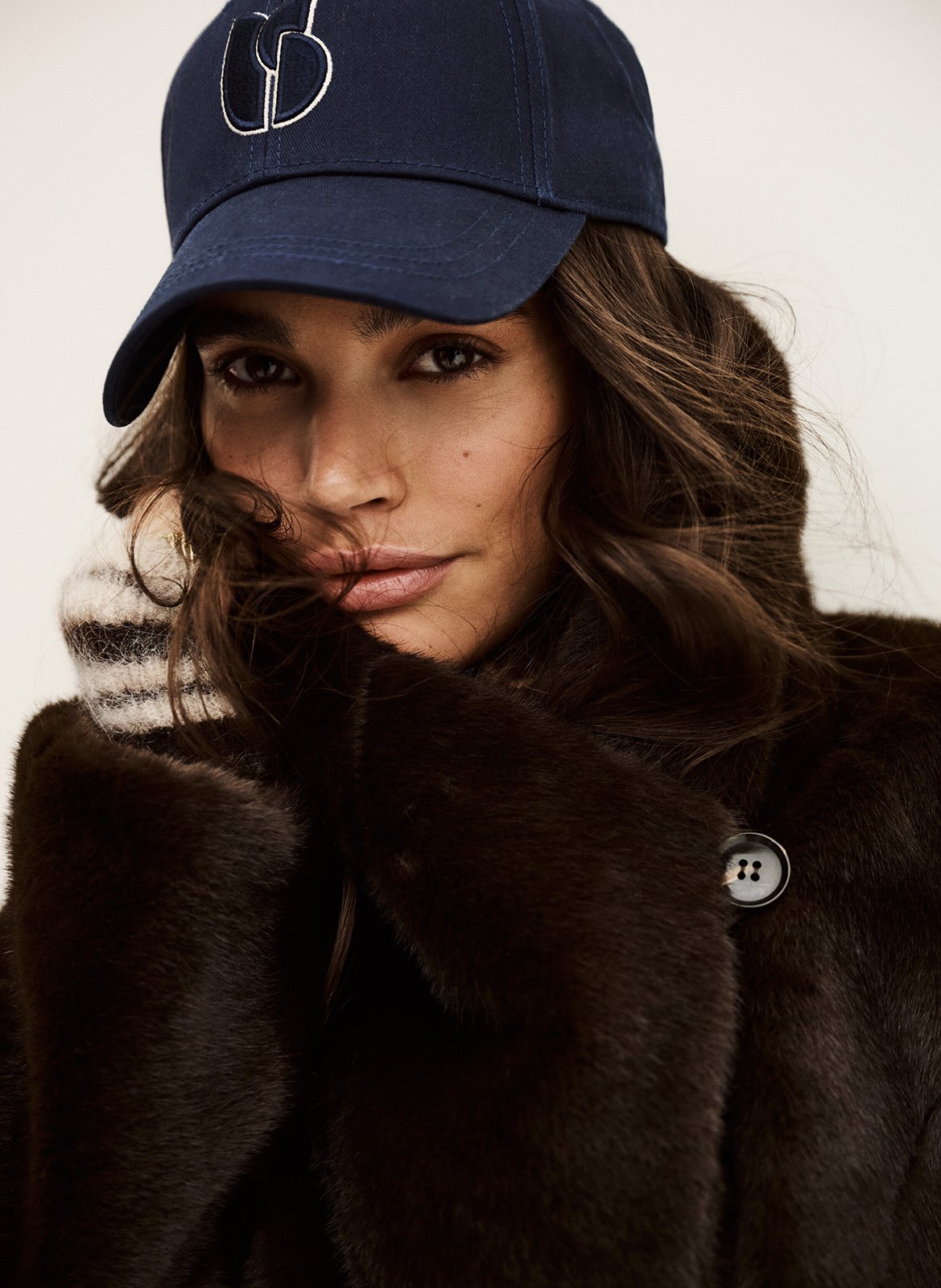 Manteau large col à revers effet fourrure pinie BA&SH Marron