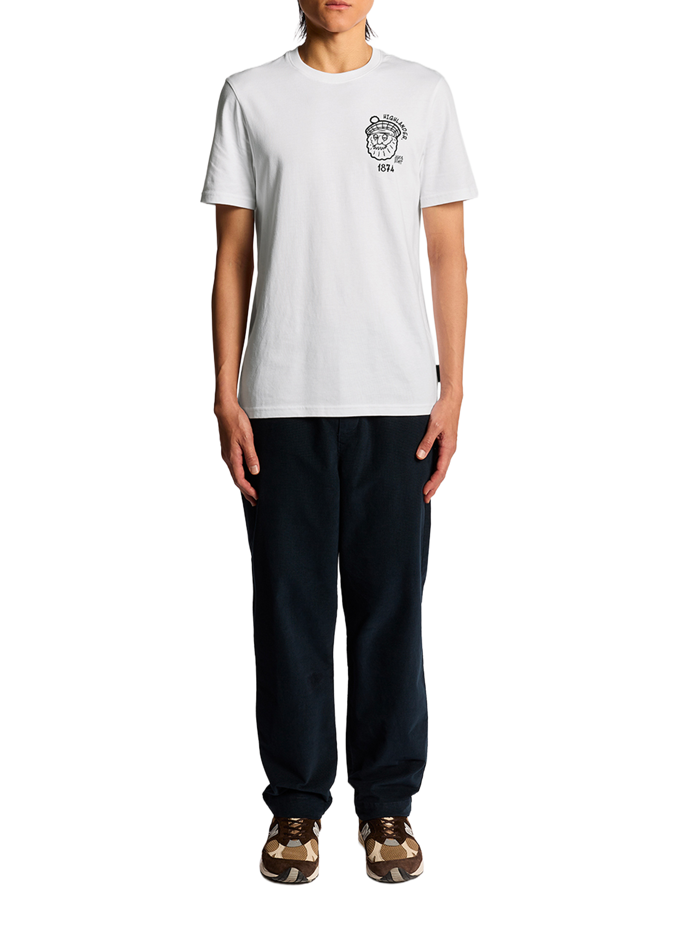 T-shirt imprimé à col rond en coton LYLE & SCOTT Blanc