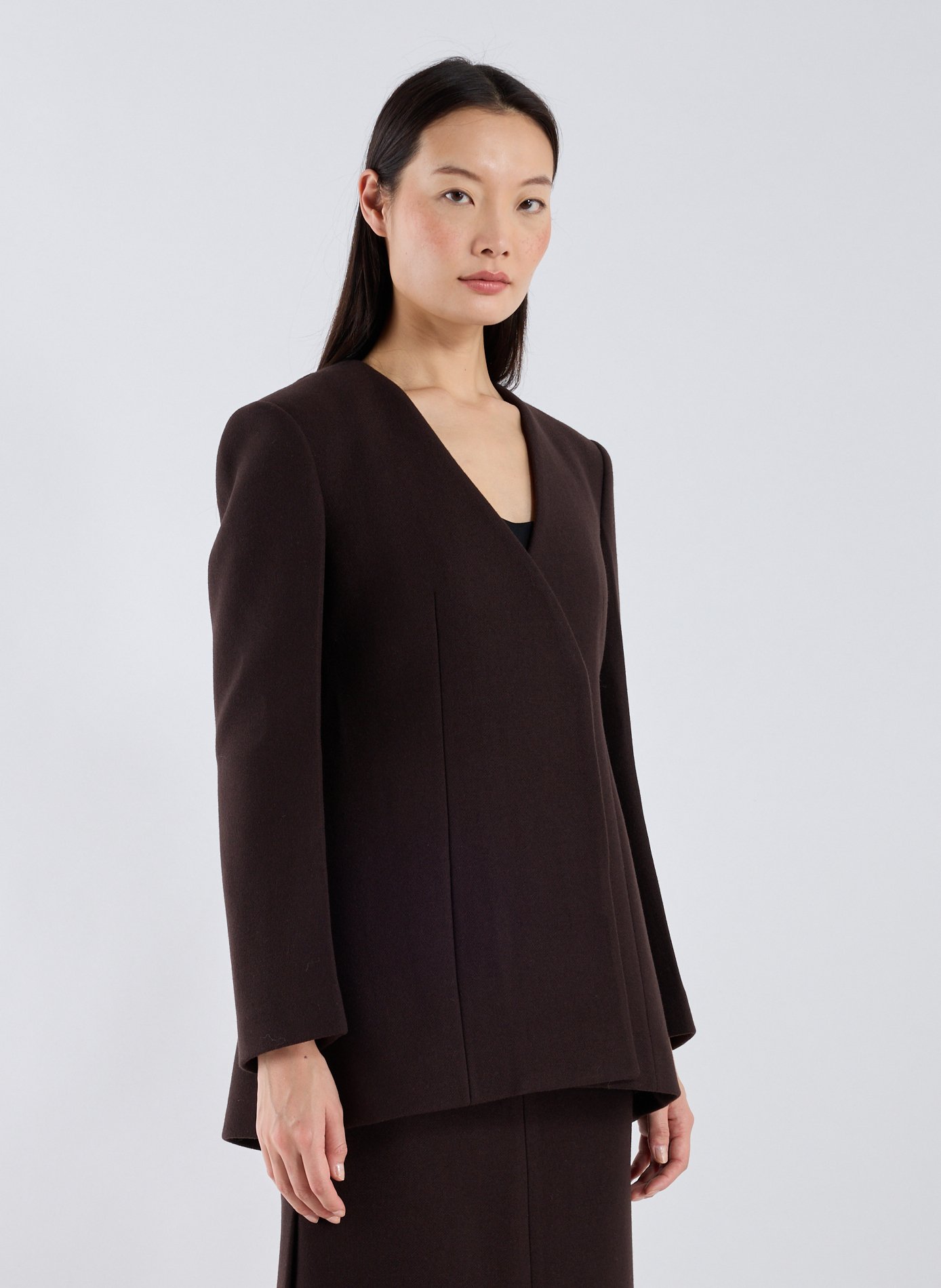 Veste cintrée en laine et cachemire mélangés R2W Marron