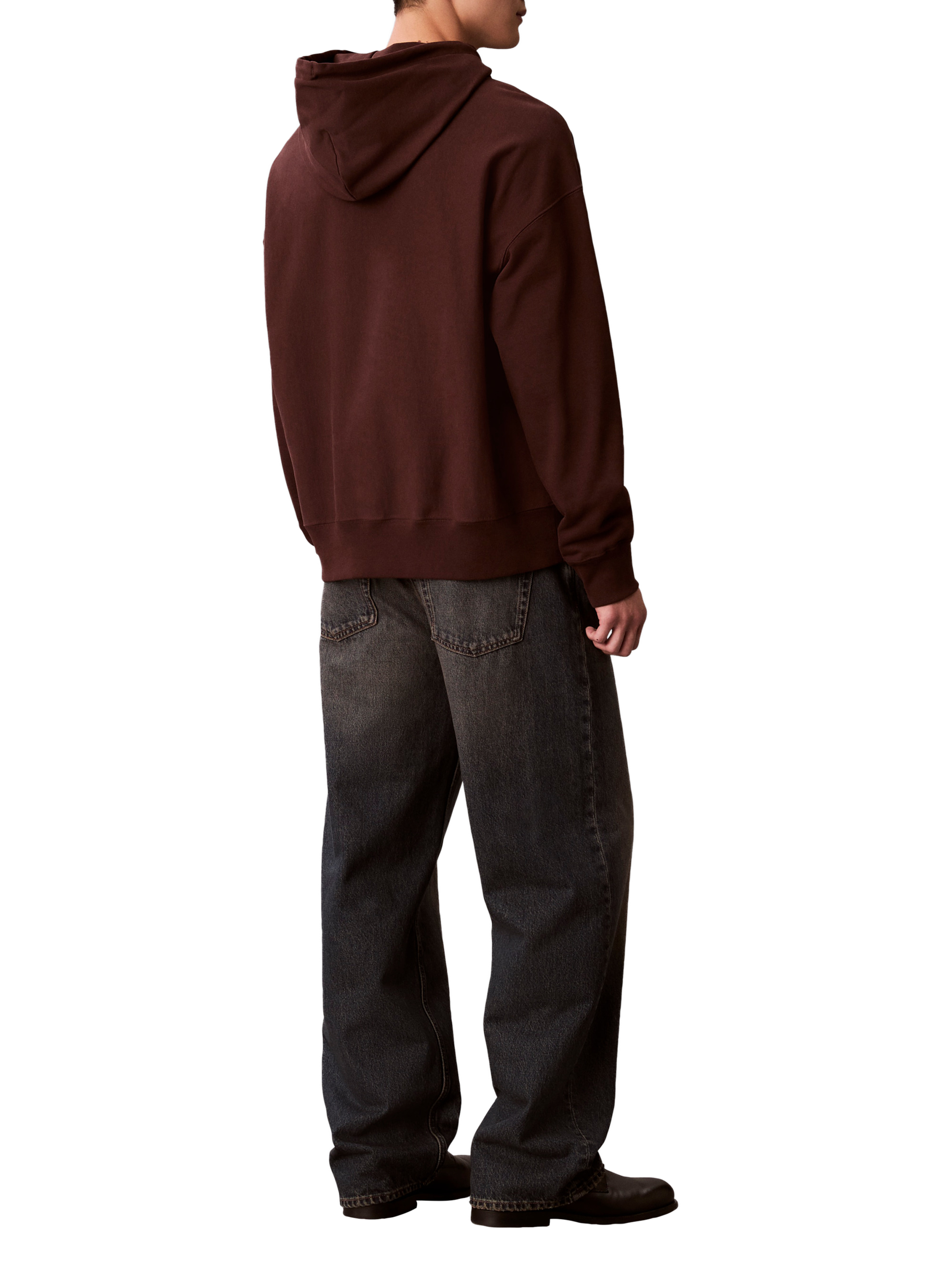 Sweatshirt à capuche en coton mélangé CALVIN KLEIN Marron