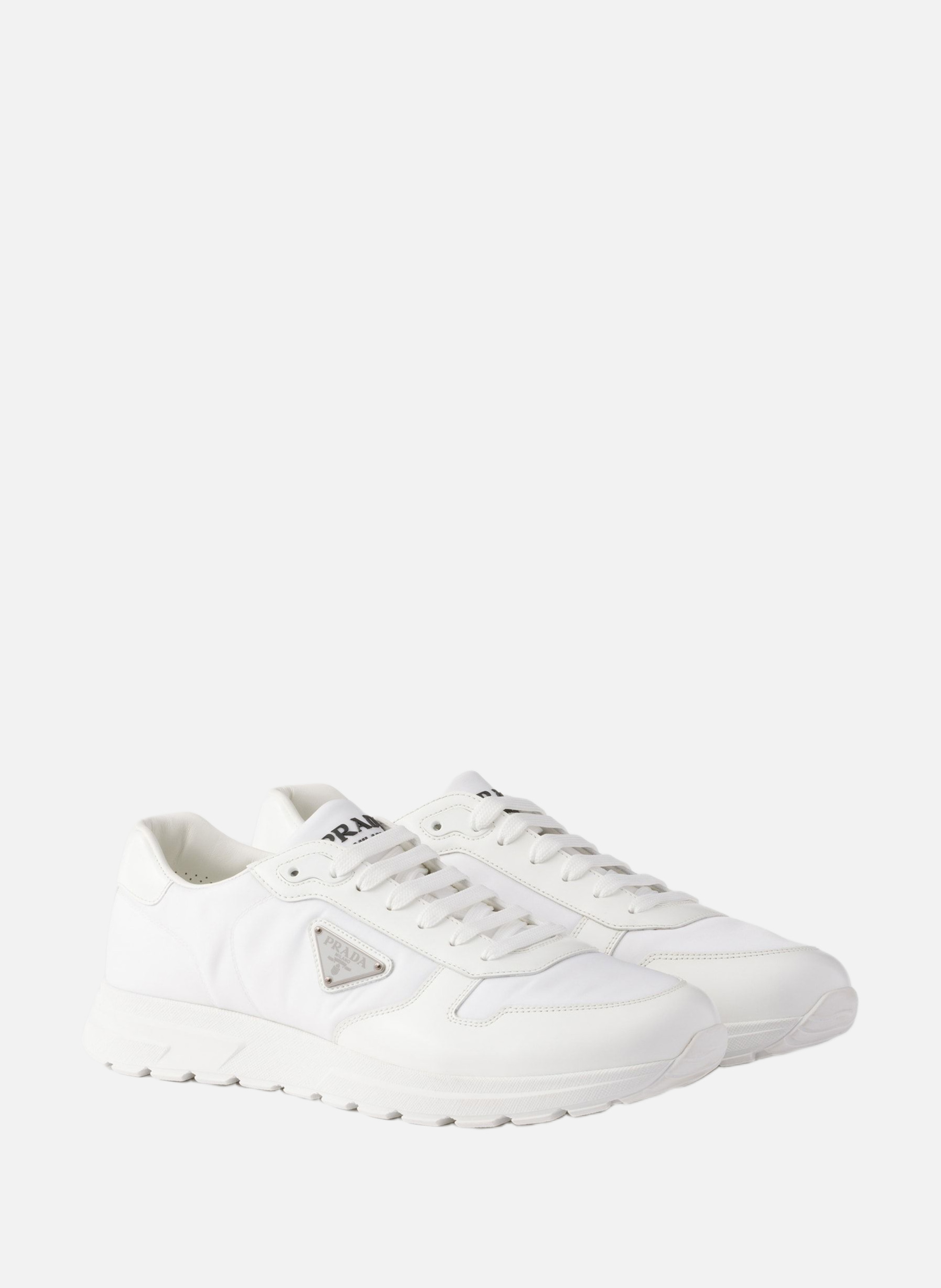 Sneakers prax 01 en cuir brossé et re-nylon PRADA Blanc