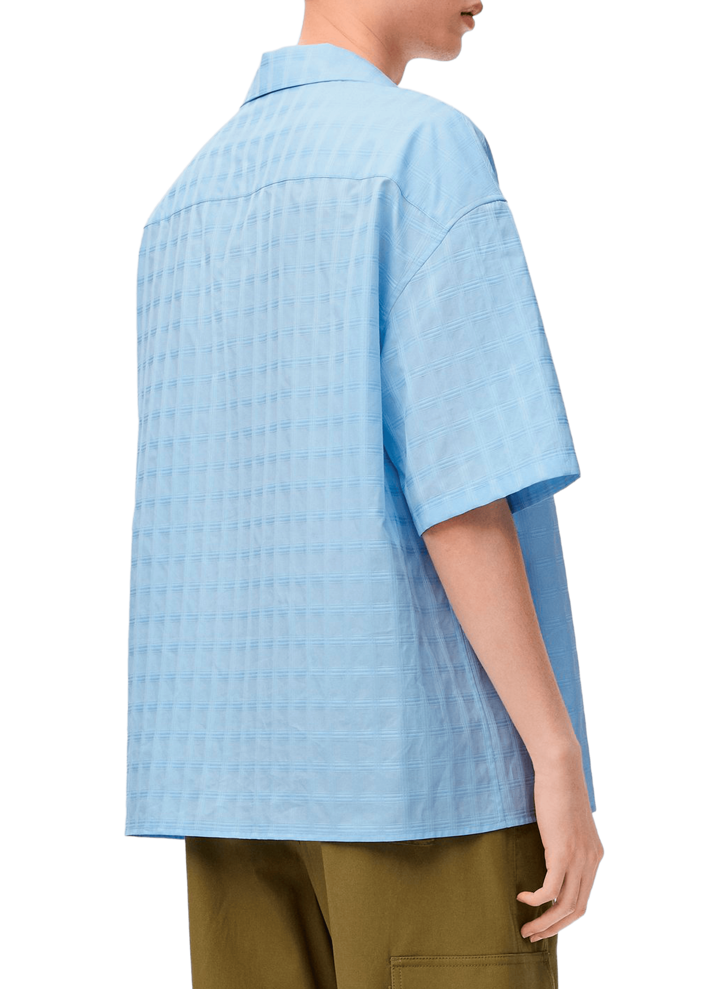 Short-sleeved jacquard cotton shirt LOEWE Blue
