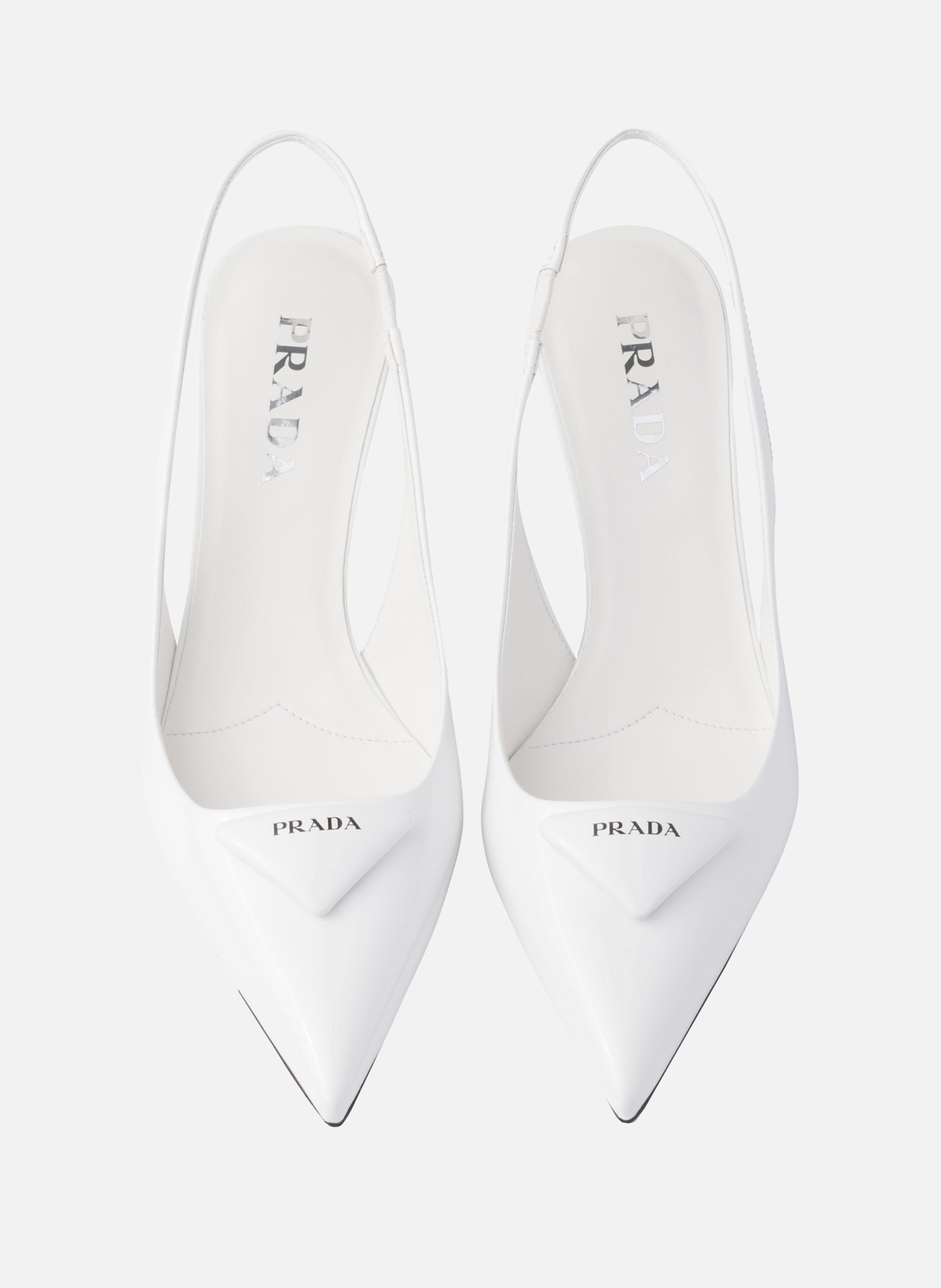 Escarpins à bride arrière en cuir verni PRADA Blanc