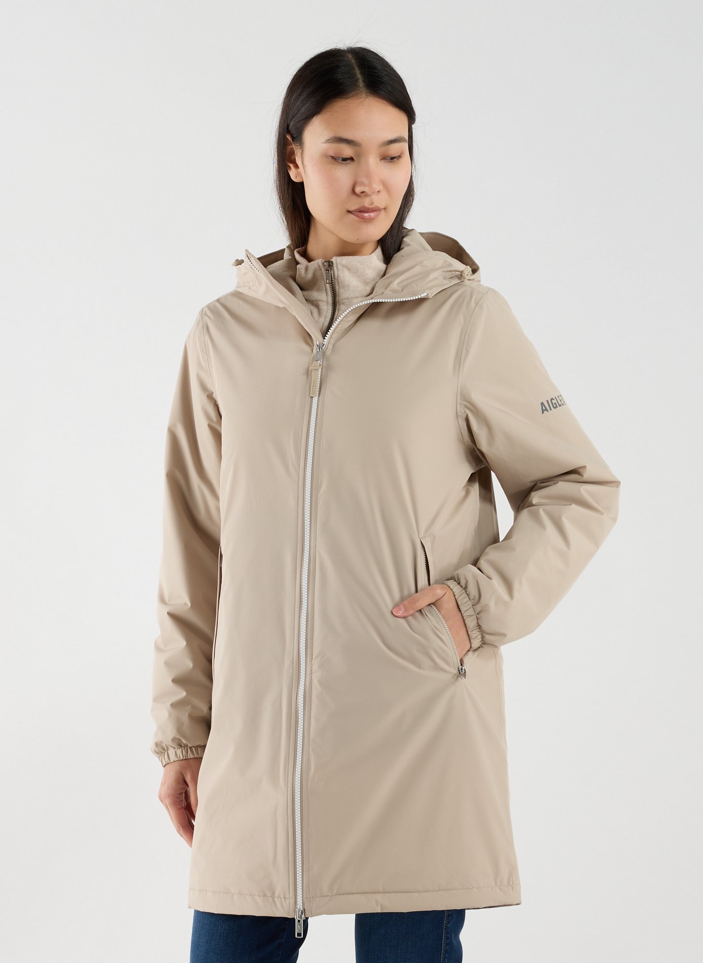 Parka droite à capuche AIGLE Beige