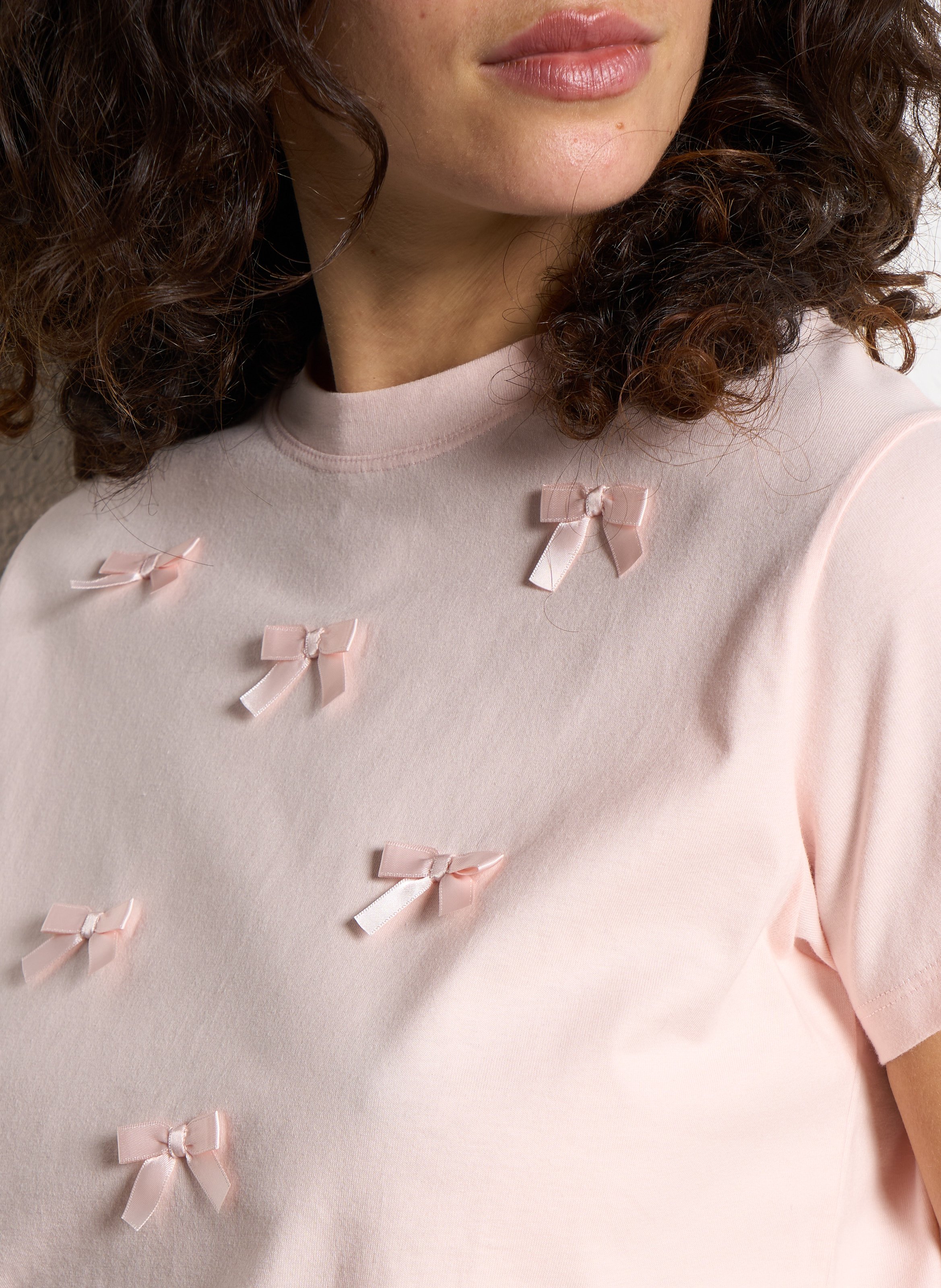 Tee-shirt col rond en coton bio Rose