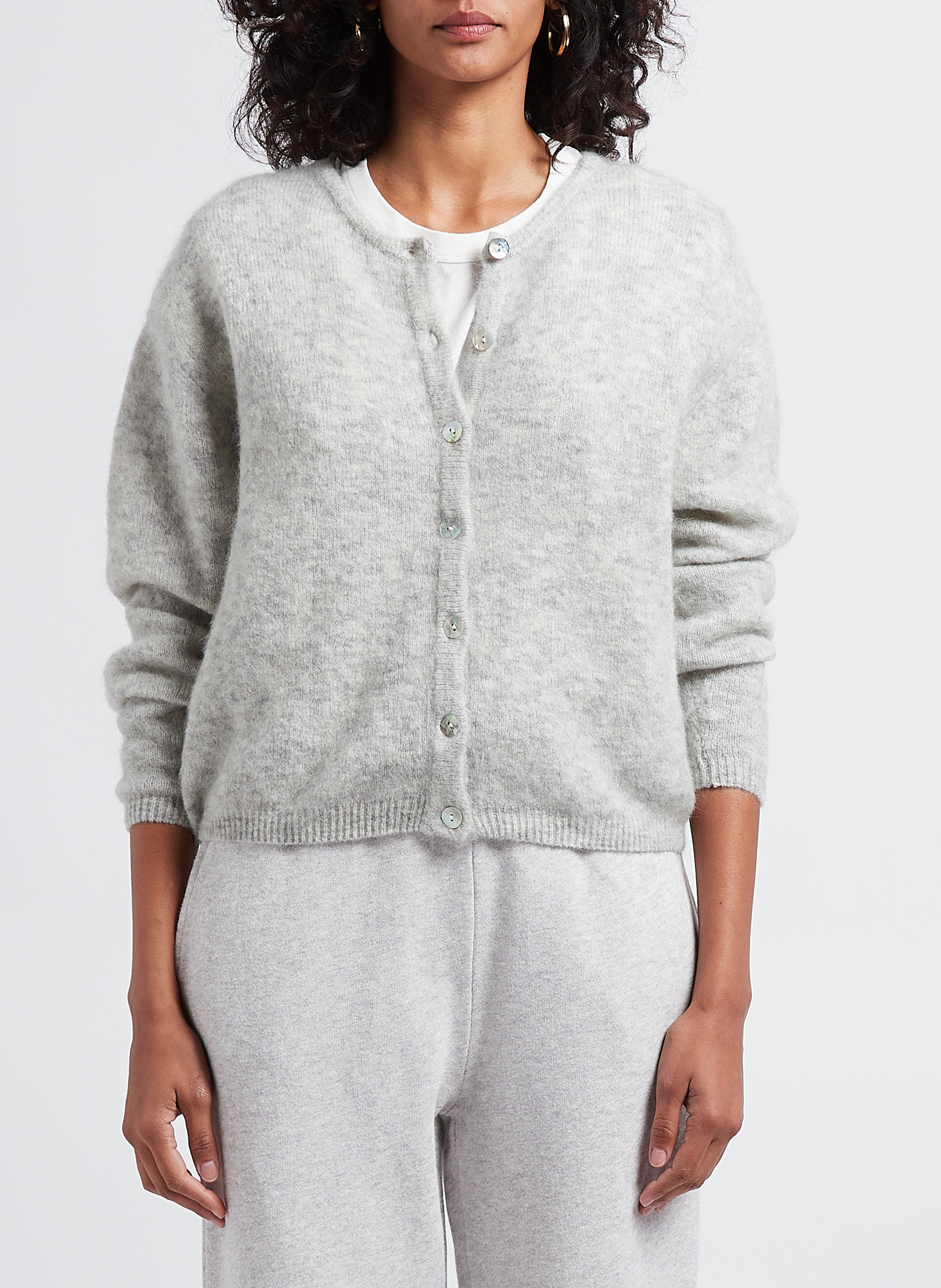 Gilet ample col rond en laine mélangée vitow AMERICAN VINTAGE Gris