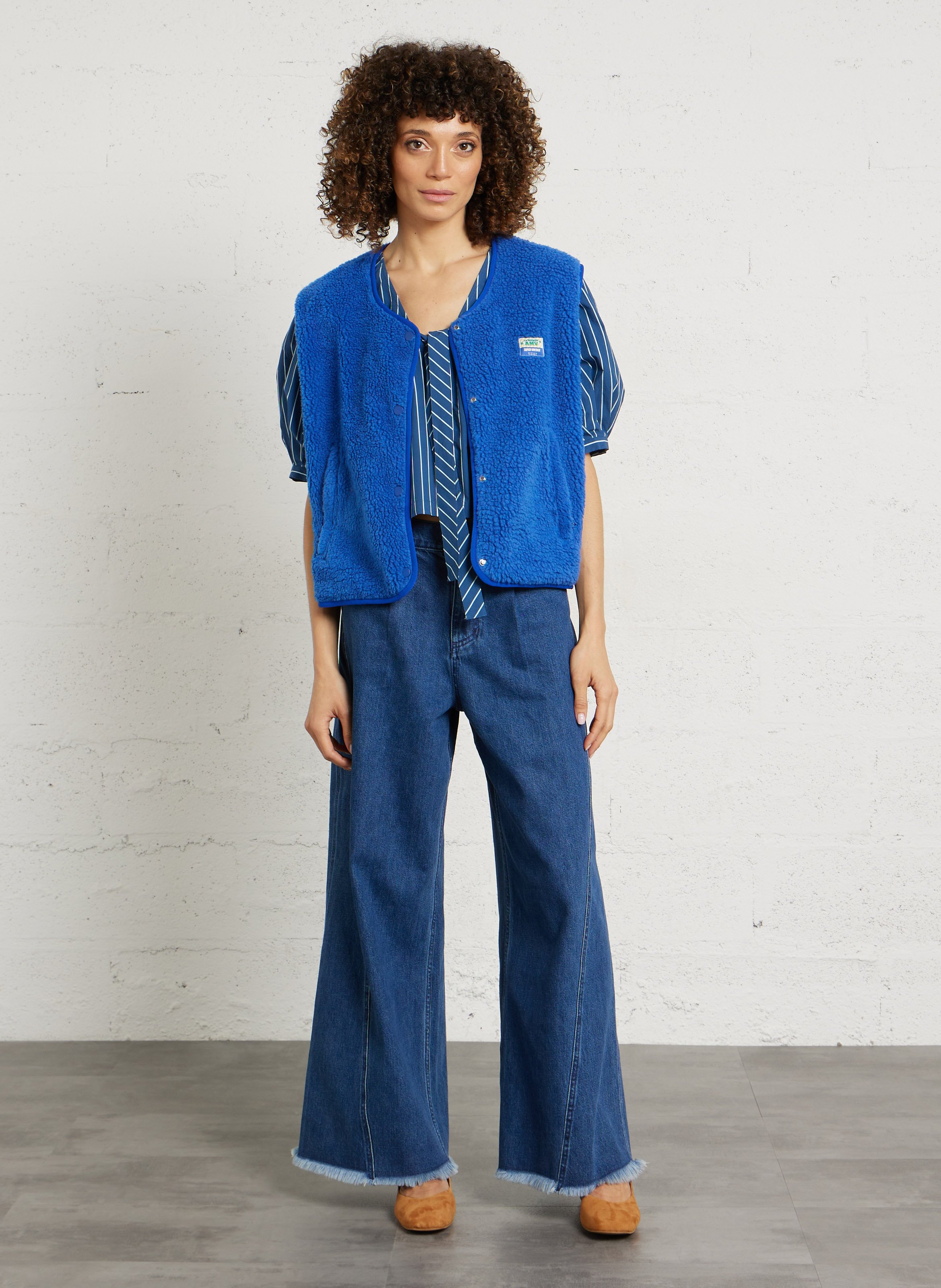 Gilet col rond molletonné sans manches hoktown AMERICAN VINTAGE Bleu