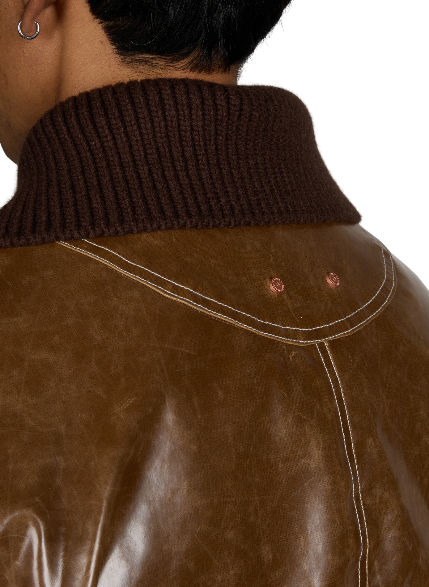 Veste ample matelassée à col côtelé ANDERSSON BELL Marron