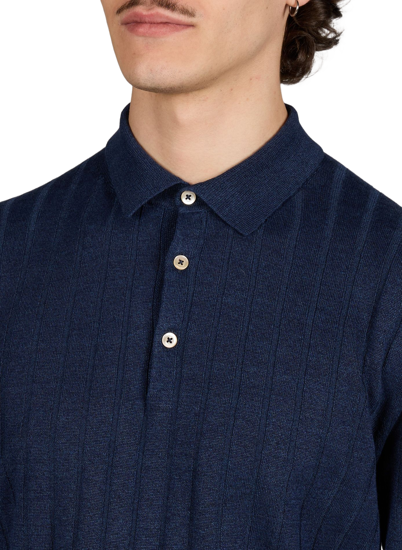 Polo en lin et coton BOGLIOLI Bleu