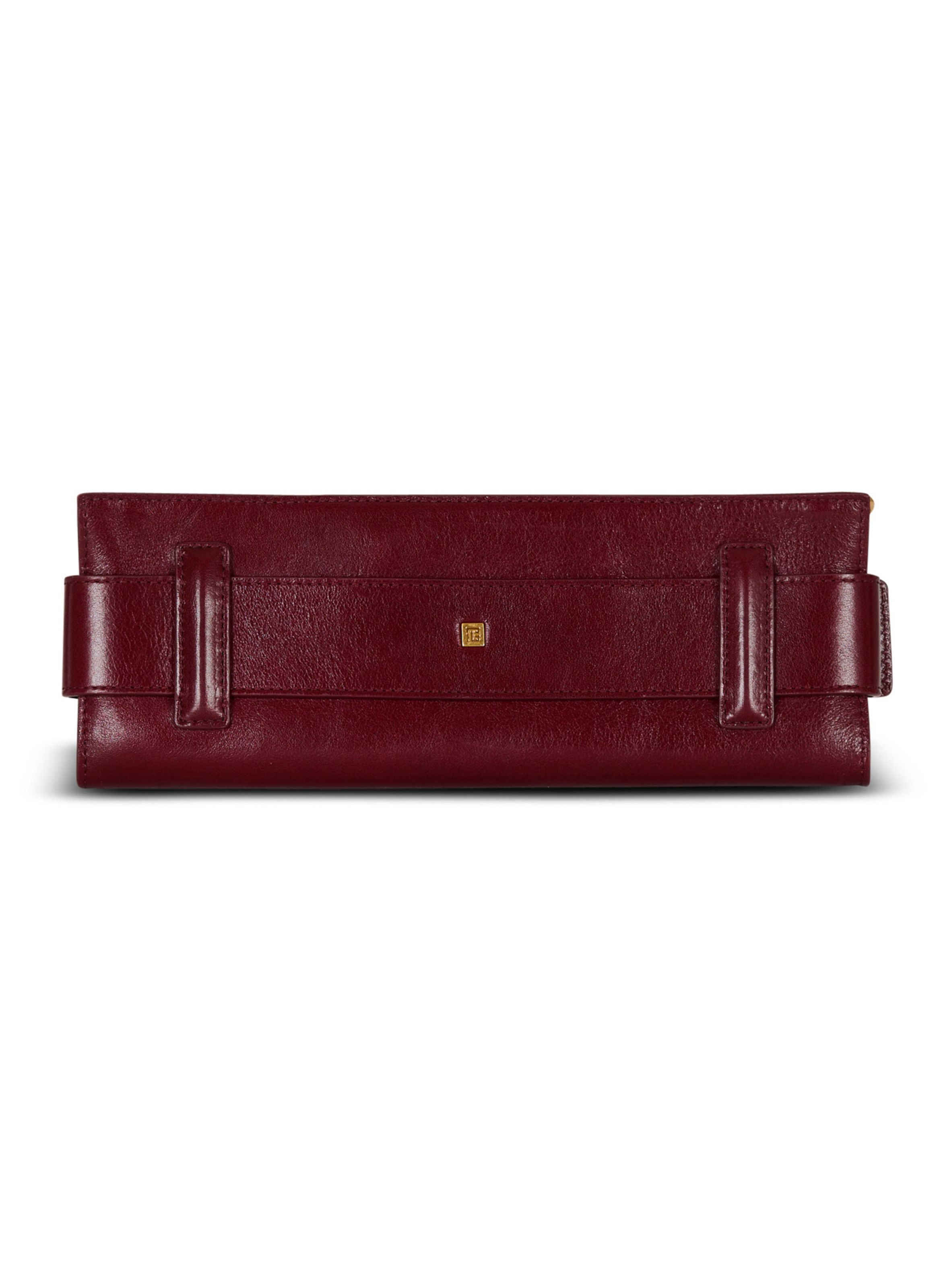 Pochette anthem en cuir de veau BALMAIN Marron