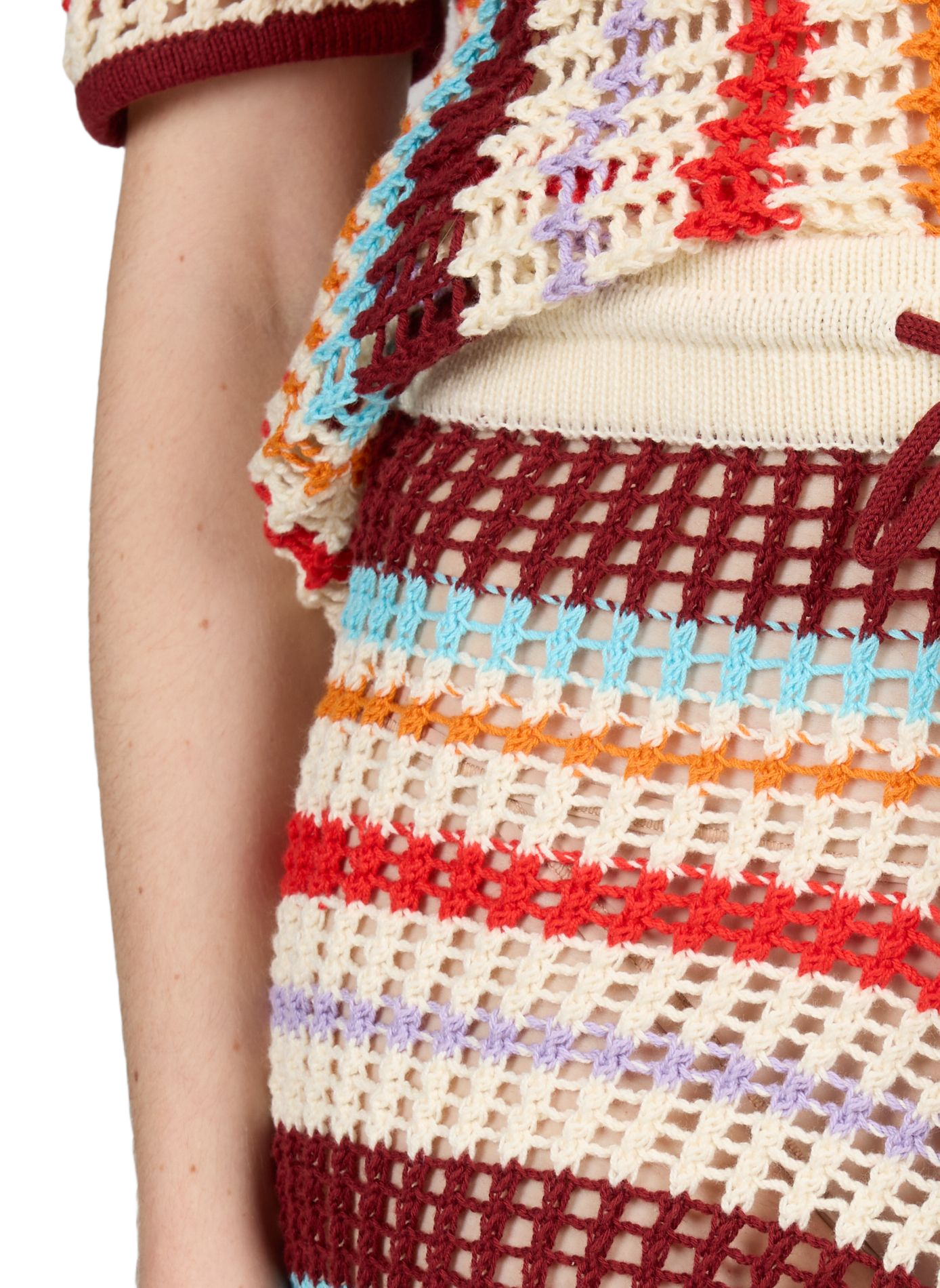 Short in crochet knit with striped cotton TOPSHOP Red