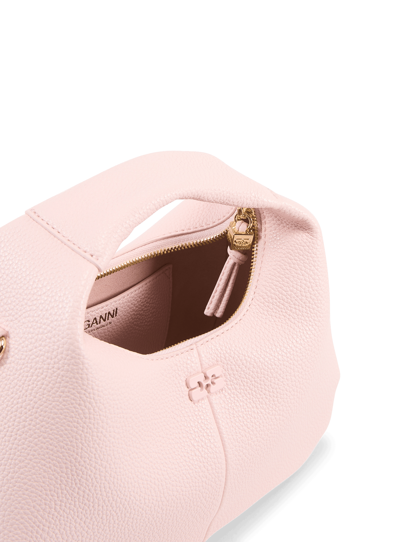 Sac Hobo Mini à étiquette miroir GANNI Rose