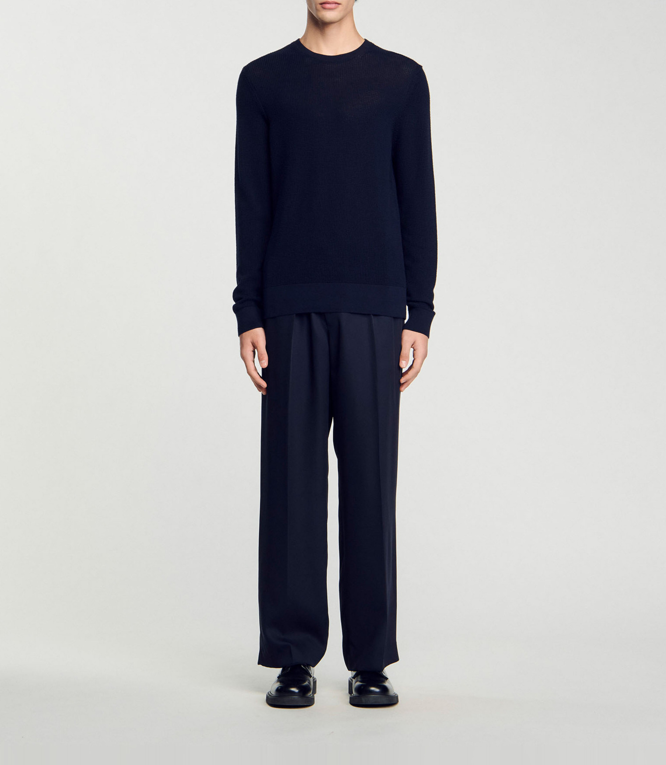 Pull en maille texturée Bleu