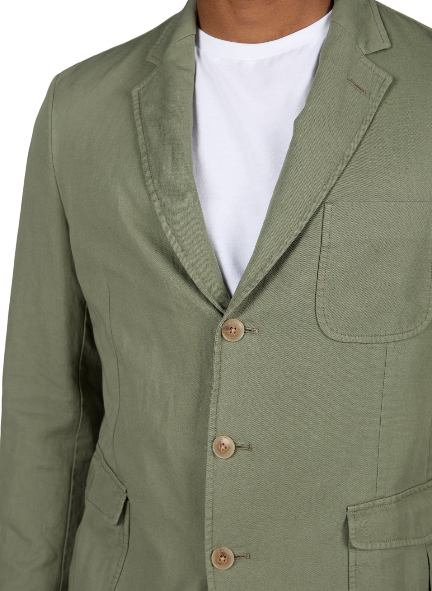 Blazer en lin et coton mélangés extensible HACKETT Vert