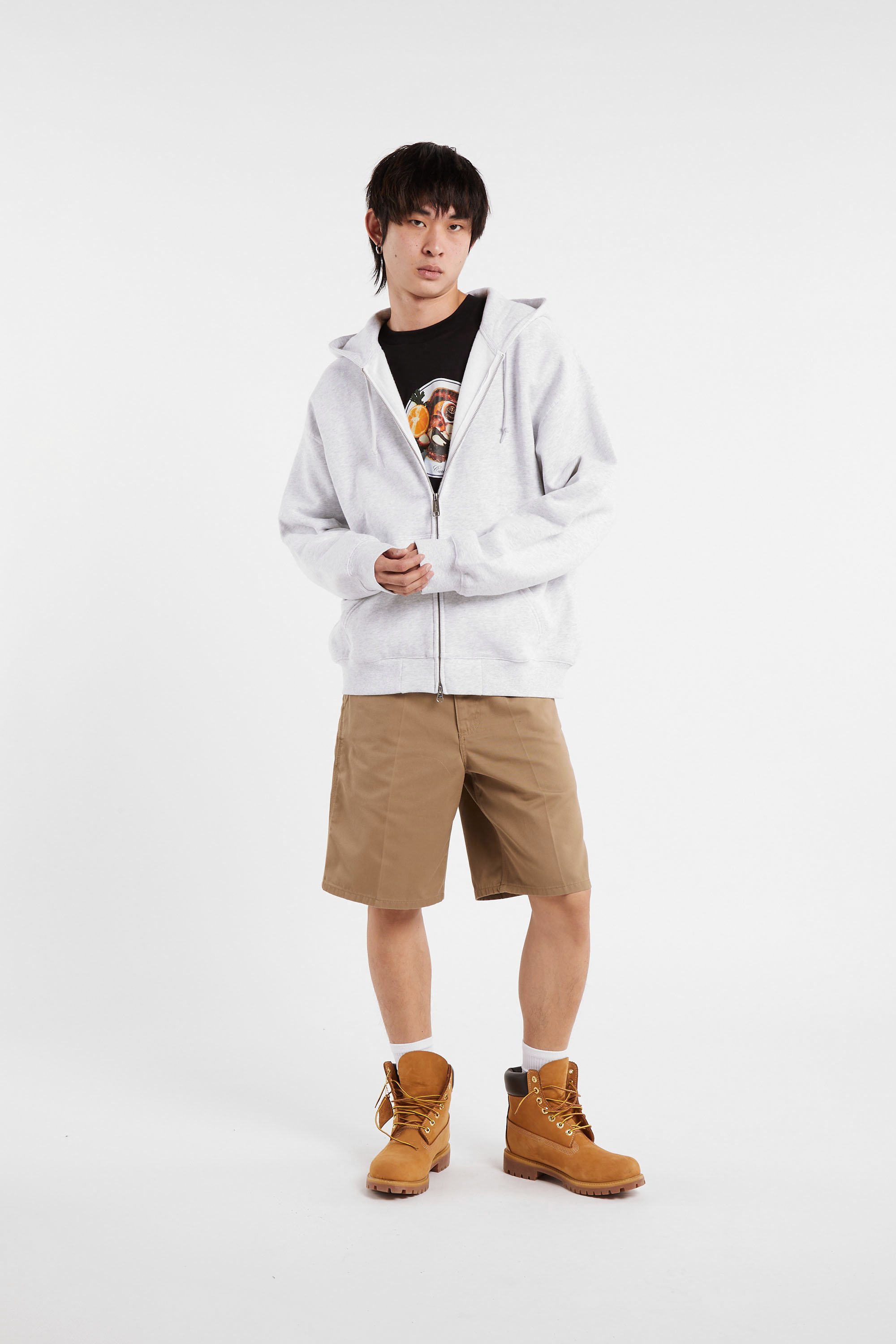 Hoodie zippé hooded wip label sweat jacket CARHARTT WIP Gris