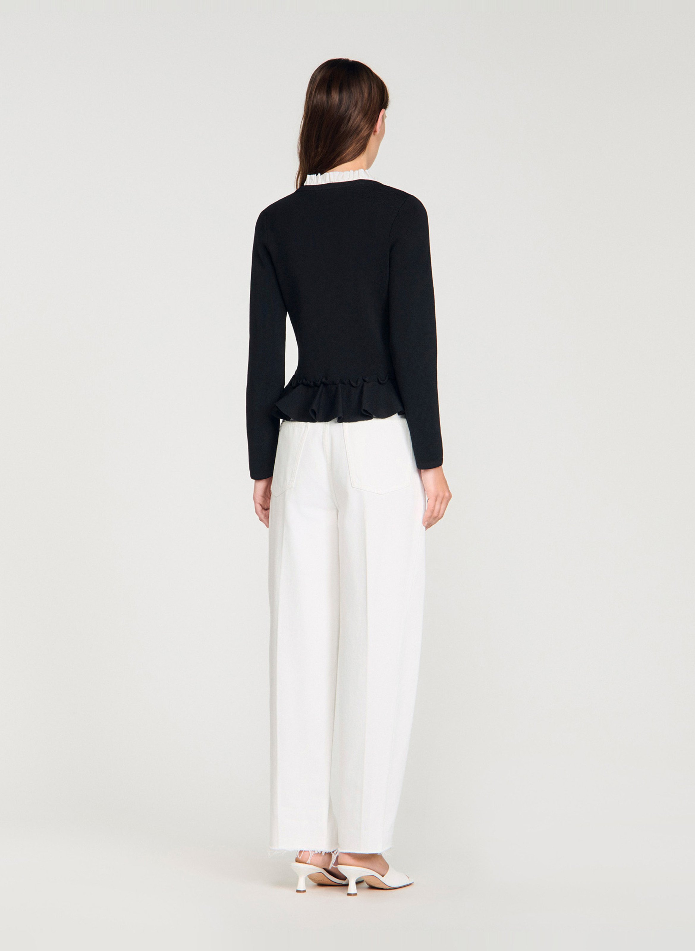 Cardigan cintré col victorien SANDRO Noir