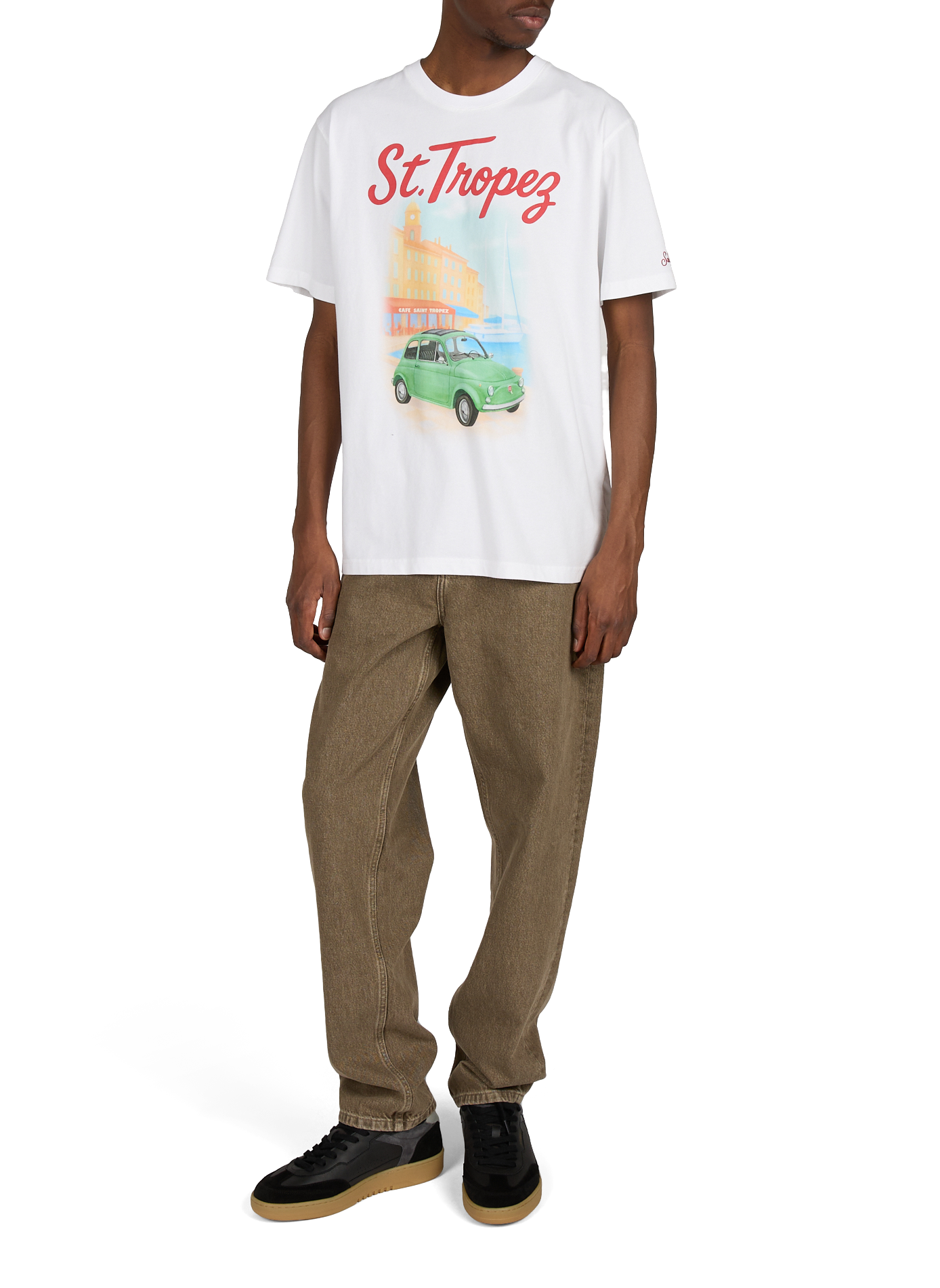 Bedrukt T-shirt Denver van katoen MC2 SAINT BARTH Wit