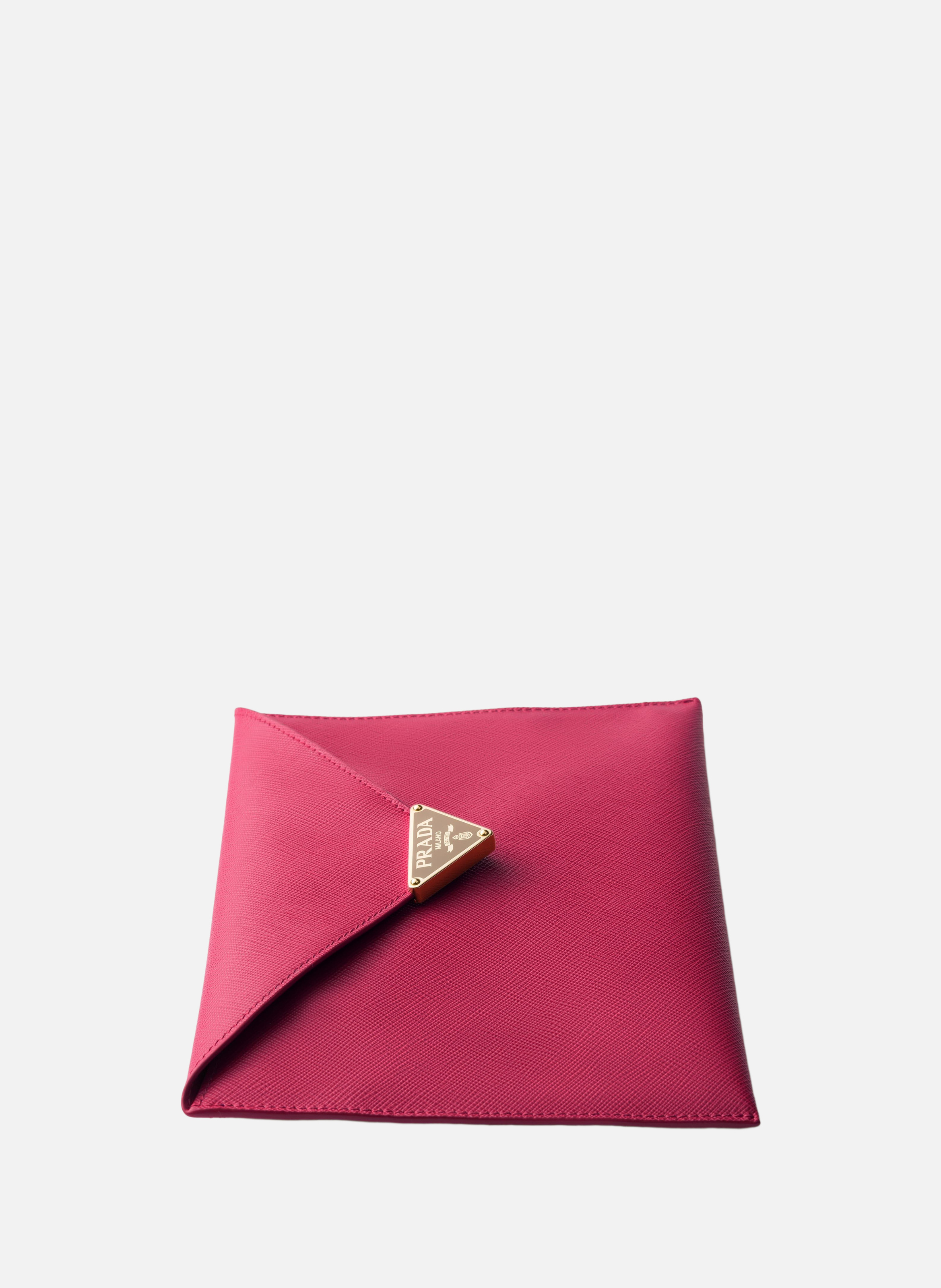 Pochette enveloppe en cuir saffiano PRADA Rose