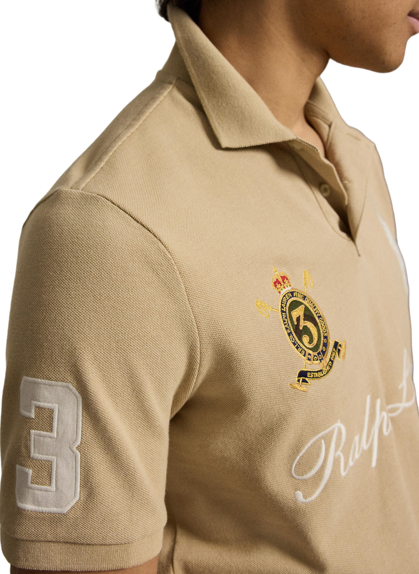 Piqué polo with embroidered logo. POLO RALPH LAUREN Beige