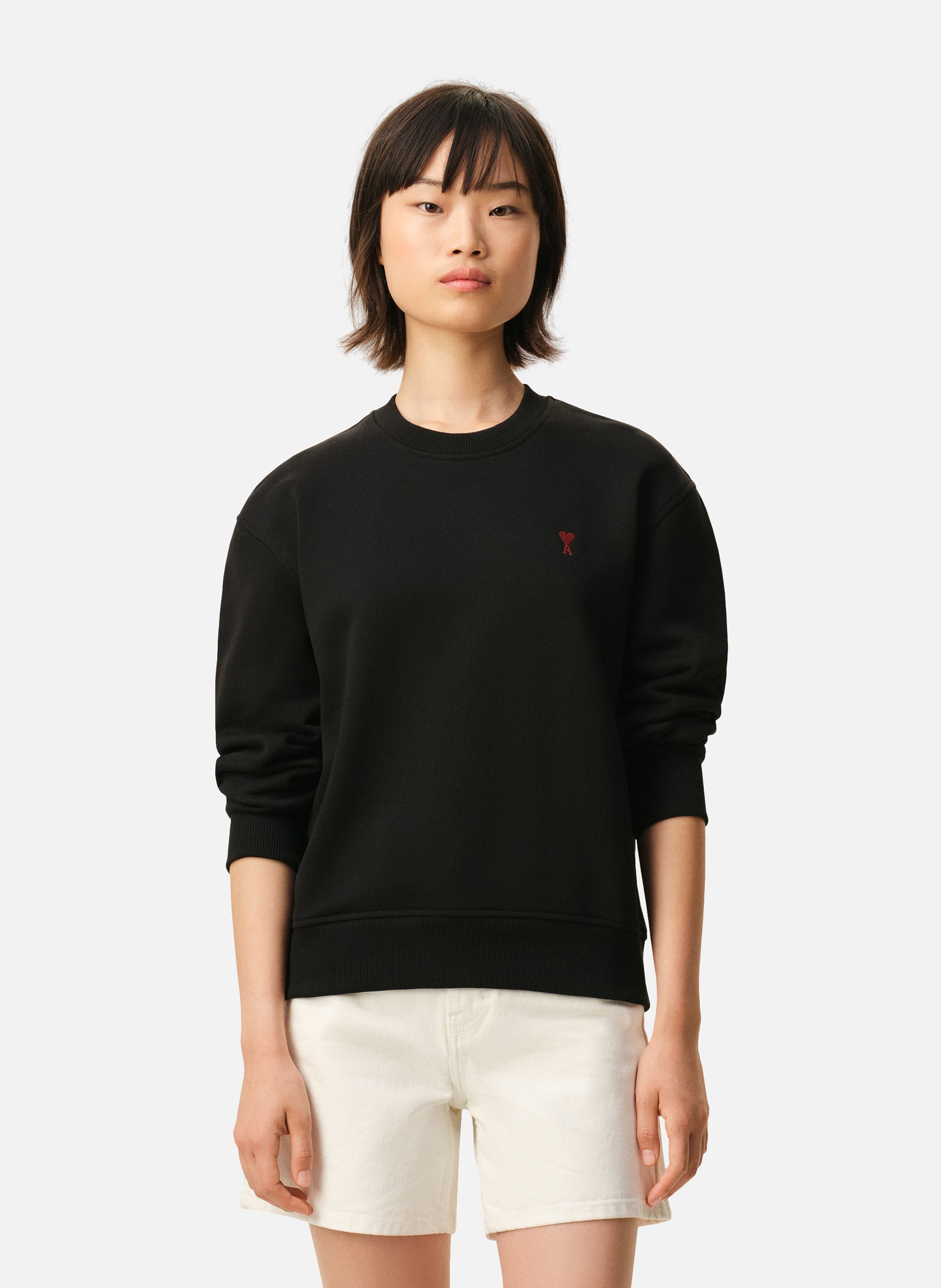 Sweatshirt ami de coeur rouge unisexe AMI PARIS Noir