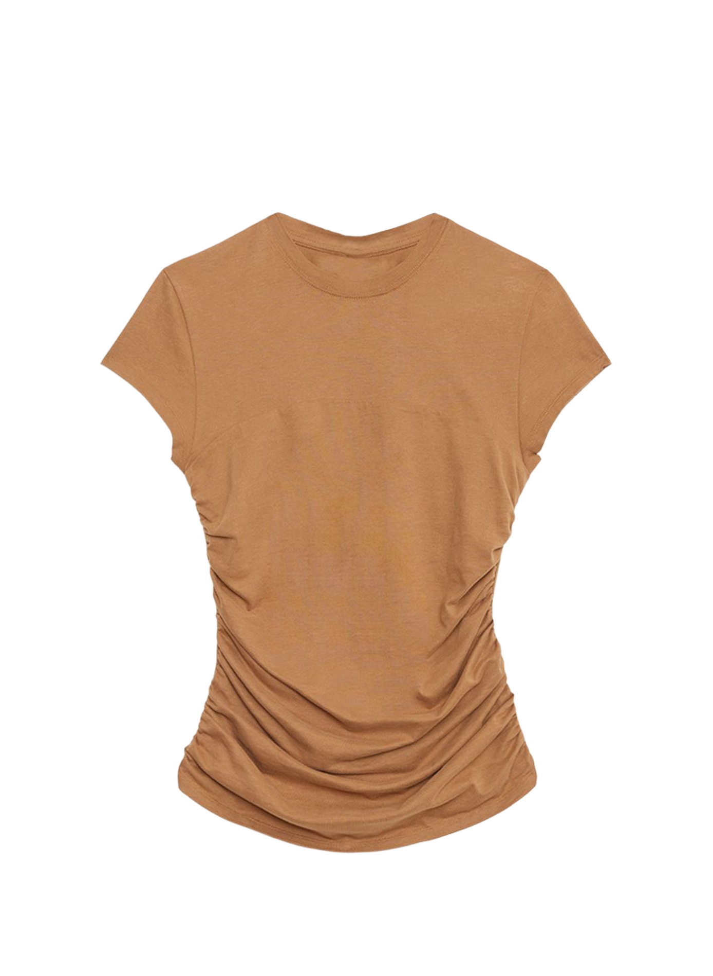 T-shirt met plooien van katoen ISABEL MARANT Bruin