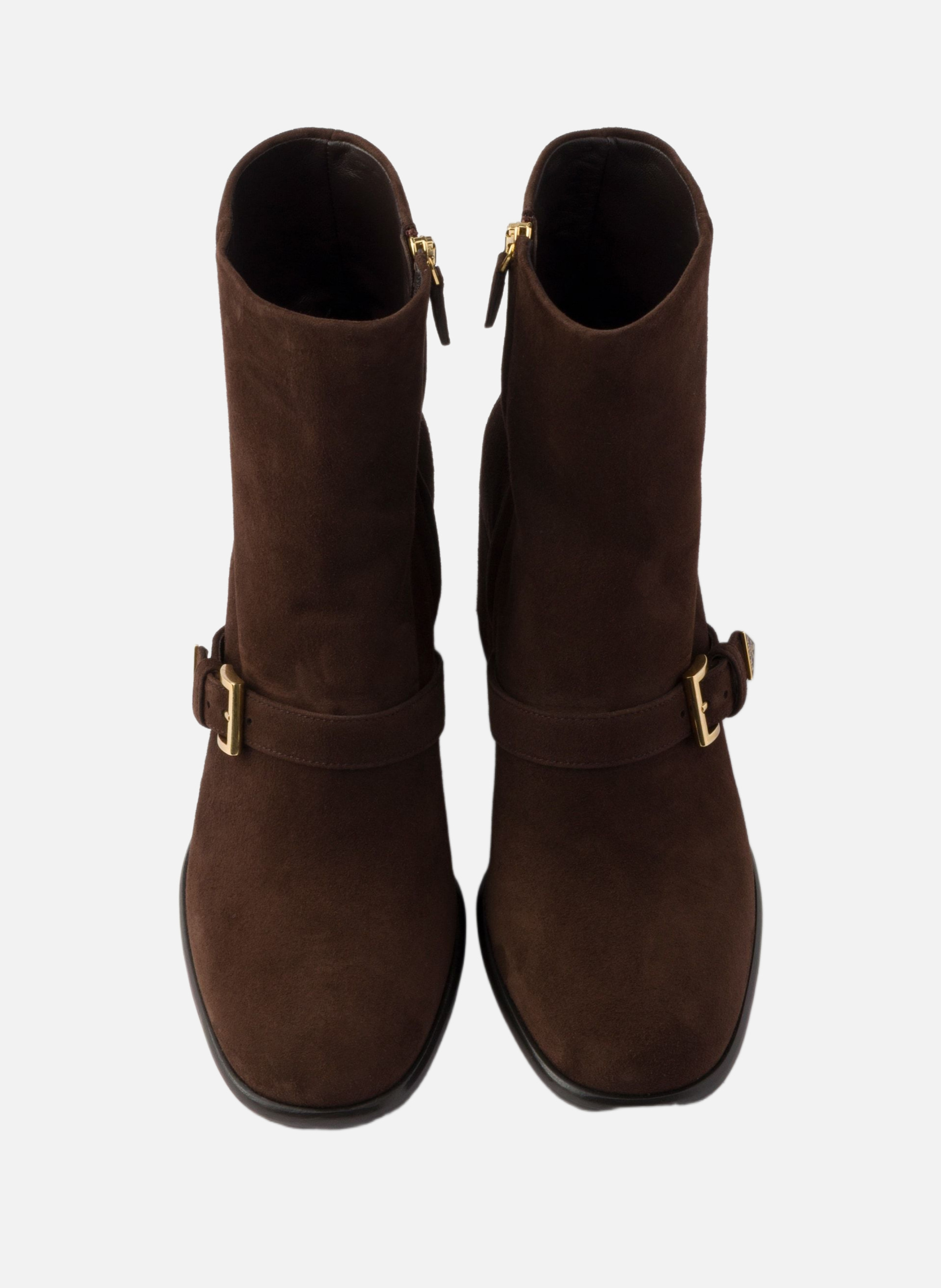 Bottines en veau velours PRADA Marron