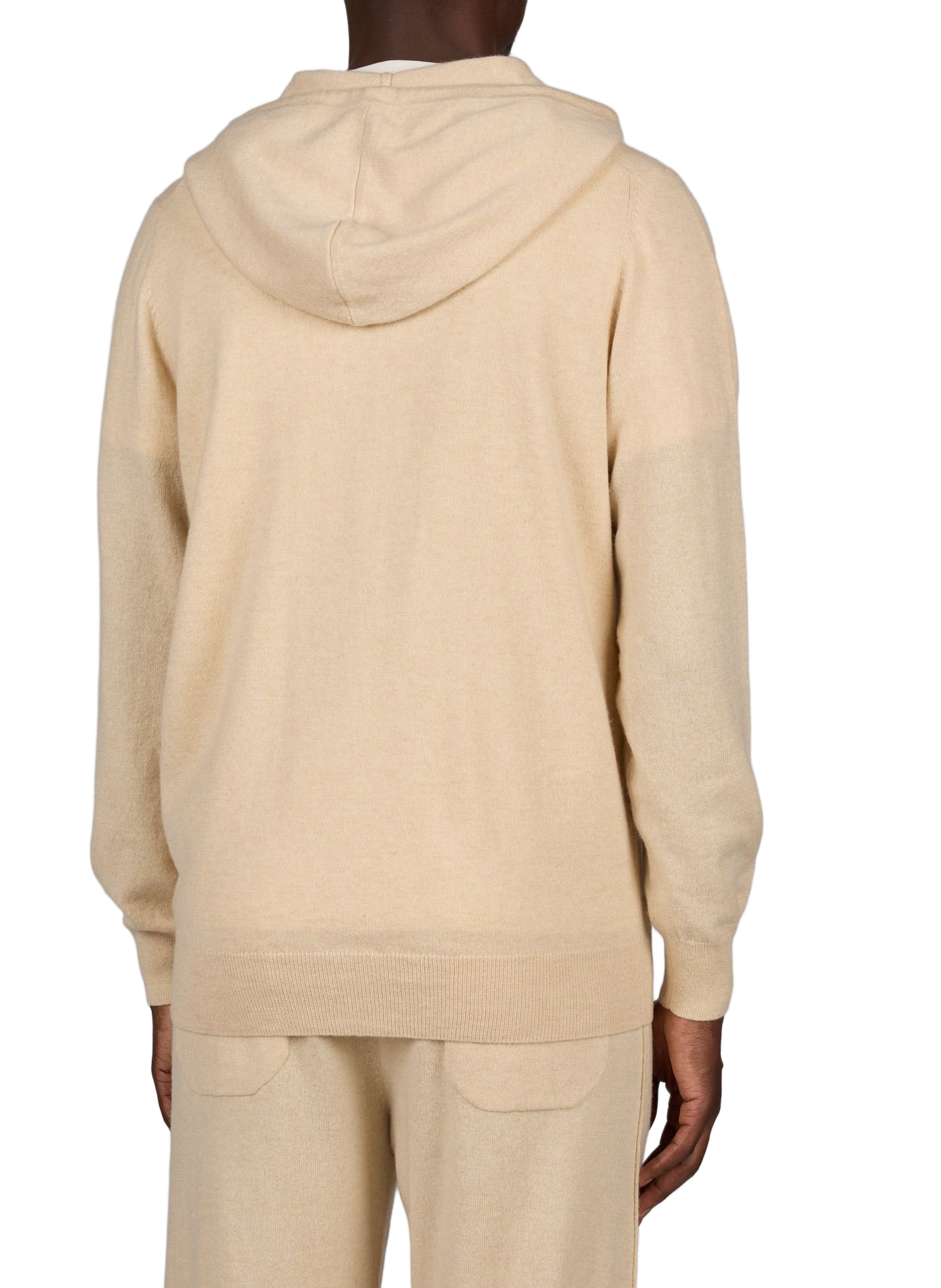Straight hooded cardigan in fine cashmere knit AURELIEN Beige