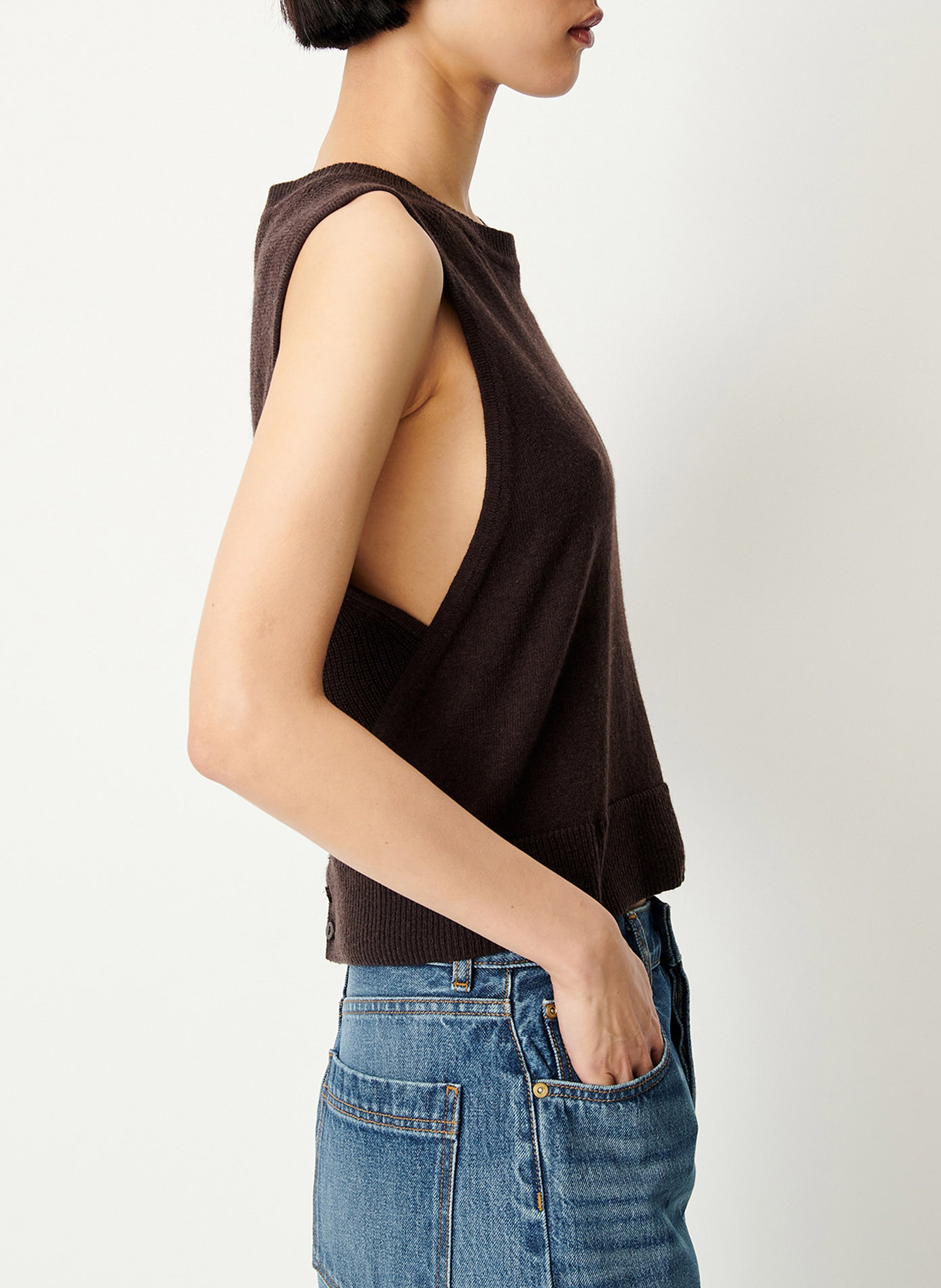 Top droit en laine ynoten SESSUN Marron
