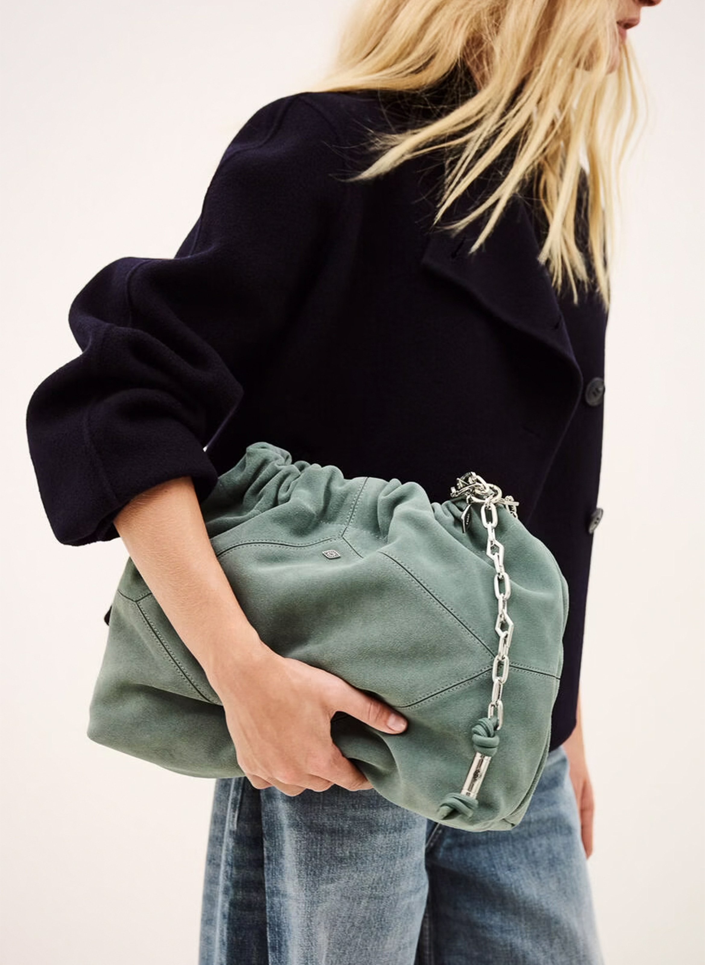 Sac porté épaule en cuir june tote BA&SH Blauw