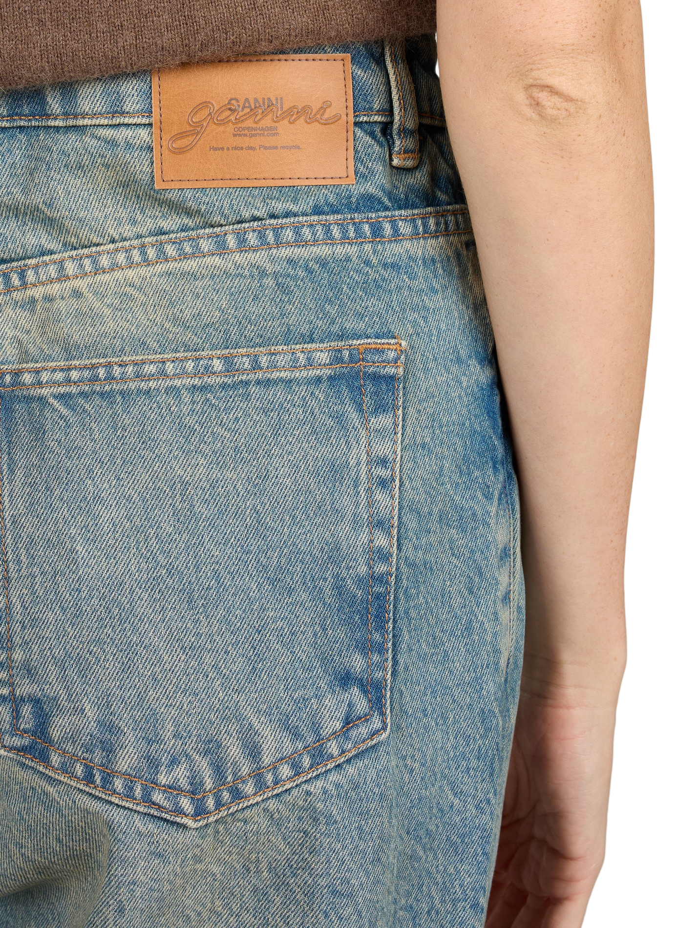 Wide-leg cotton jeans GANNI Blue