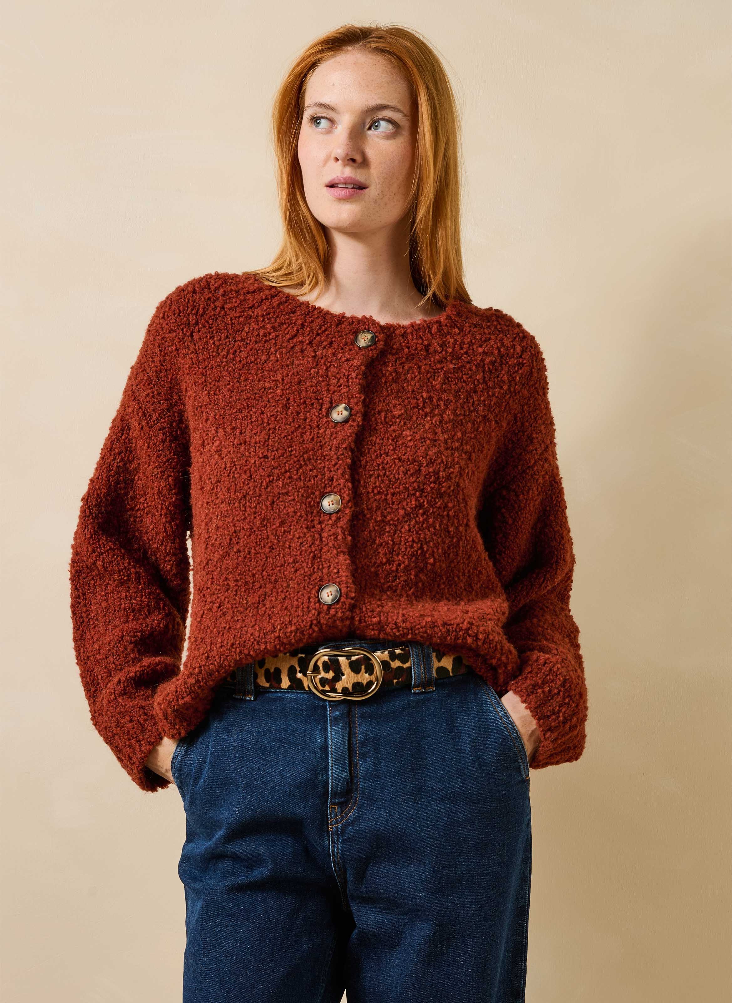 Oversized gebreid vest met ronde hals LA FEE MARABOUTEE Bruin