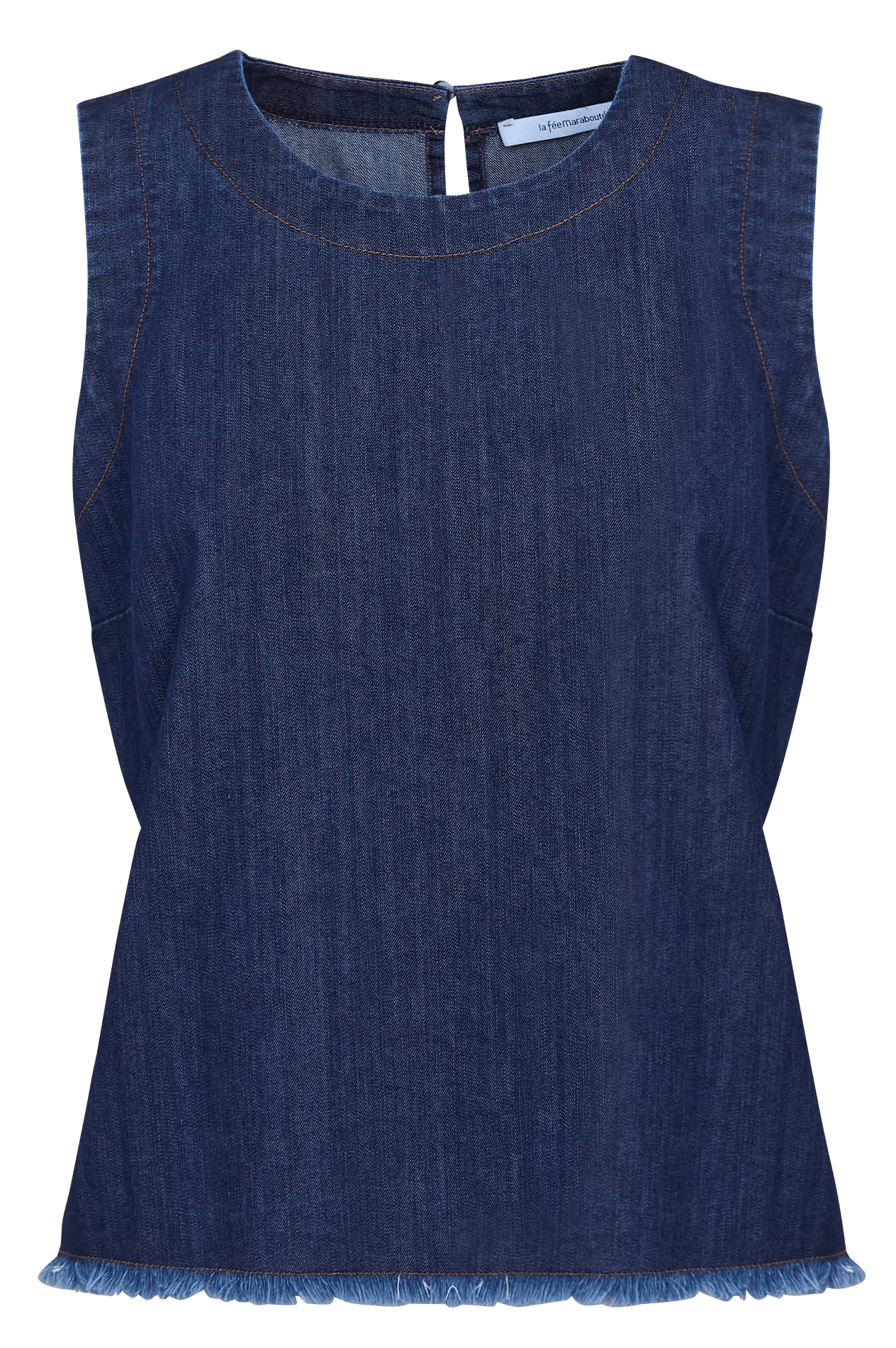 Losvallende top met ronde hals van katoenmix LA FEE MARABOUTEE Blauw