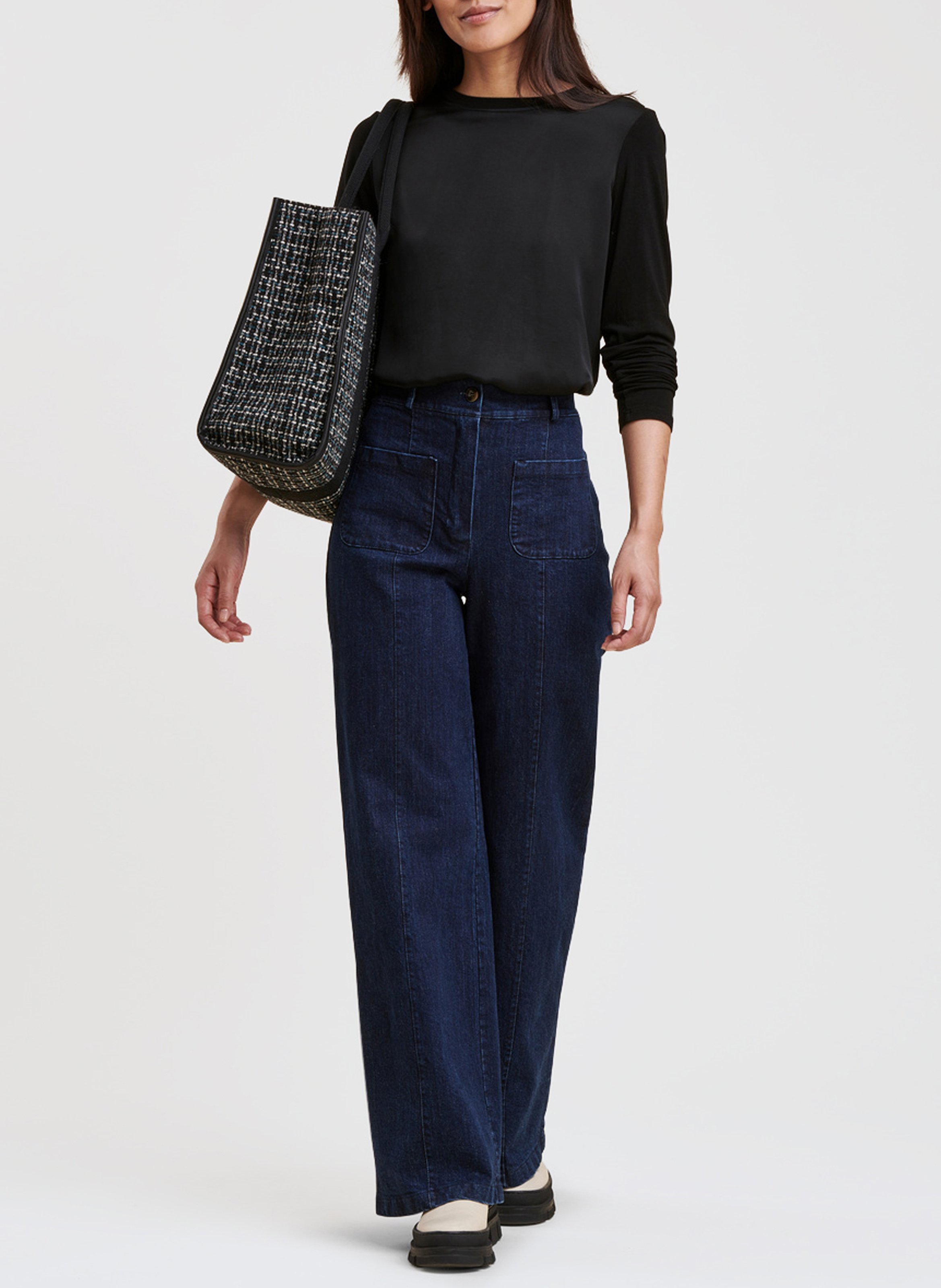 Bootcut-jeans met uitlopende pijpen van katoenmix LA FEE MARABOUTEE Blauw