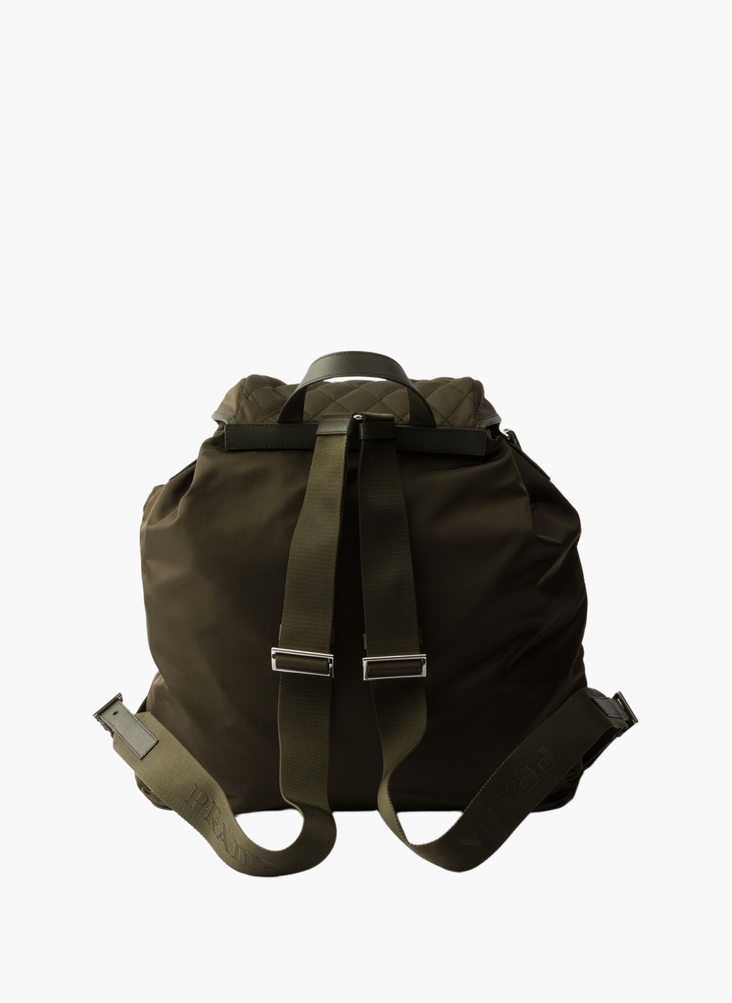 Sac à dos en re-nylon et cuir PRADA Vert