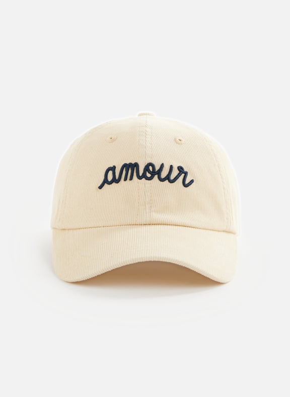 Casquette Beaumont Amour en velours côtelé Blanc by MAISON LABICHE MAISON LABICHE Casquette Beaumont Amour en velours côtelé Blanc