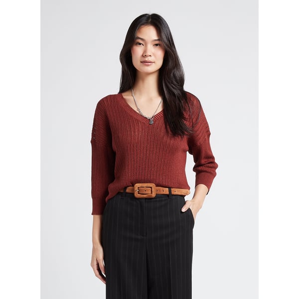 Top ample à col v ajouré