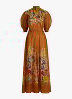 Robe longue imprimée en ramie  | ZIMMERMANN