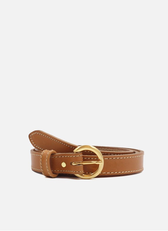 Ceinture boucle d'or cuir lisse Marron by JULES & JENN JULES & JENN Ceinture boucle d'or cuir lisse Marron