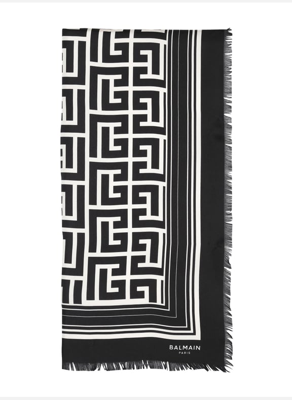 Écharpe en soie à monogramme Noir by BALMAIN BALMAIN Écharpe en soie à monogramme Noir