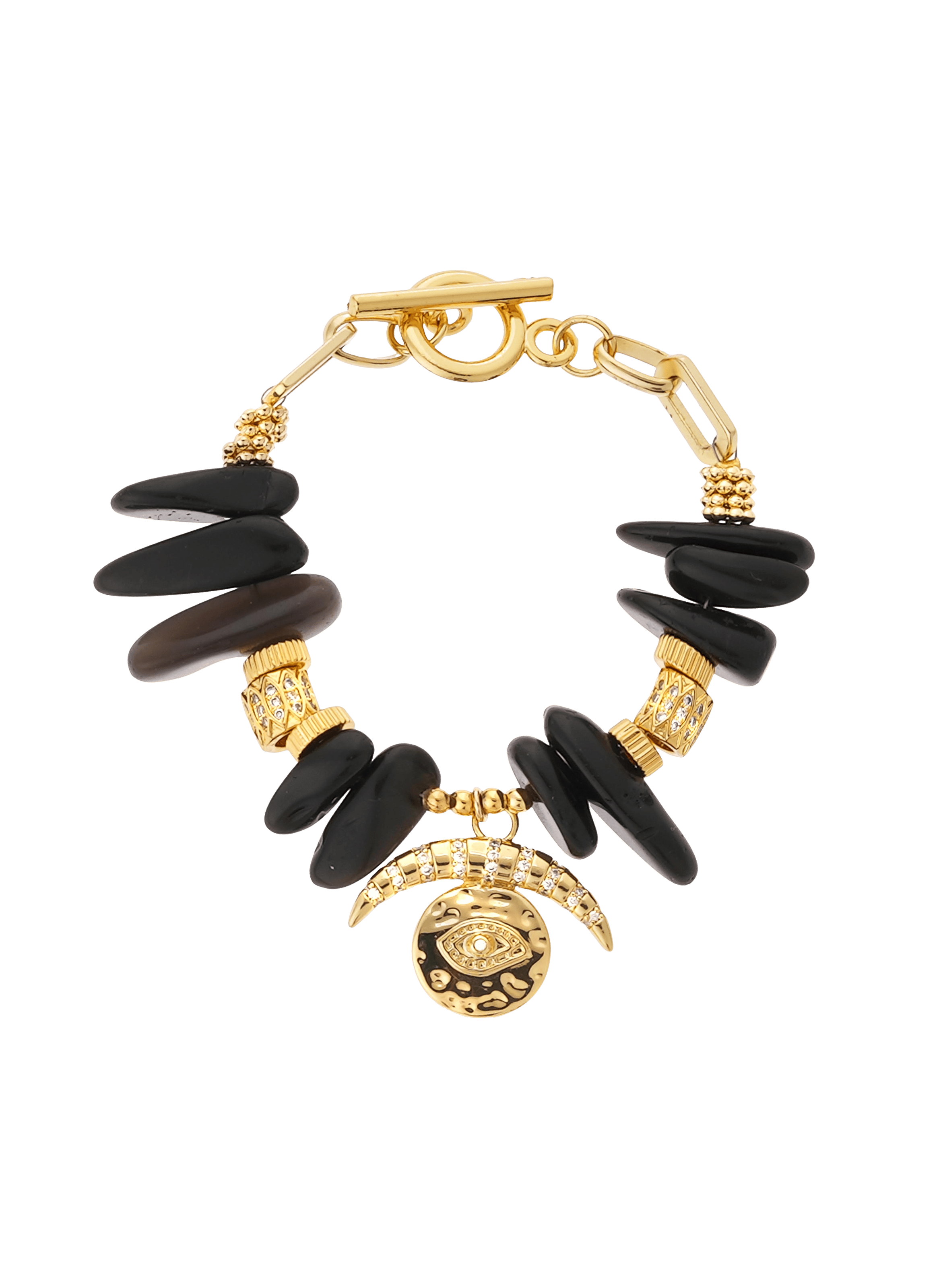 Bracelet chaîne avec pierres et pendentif olvido HIPANEMA Noir