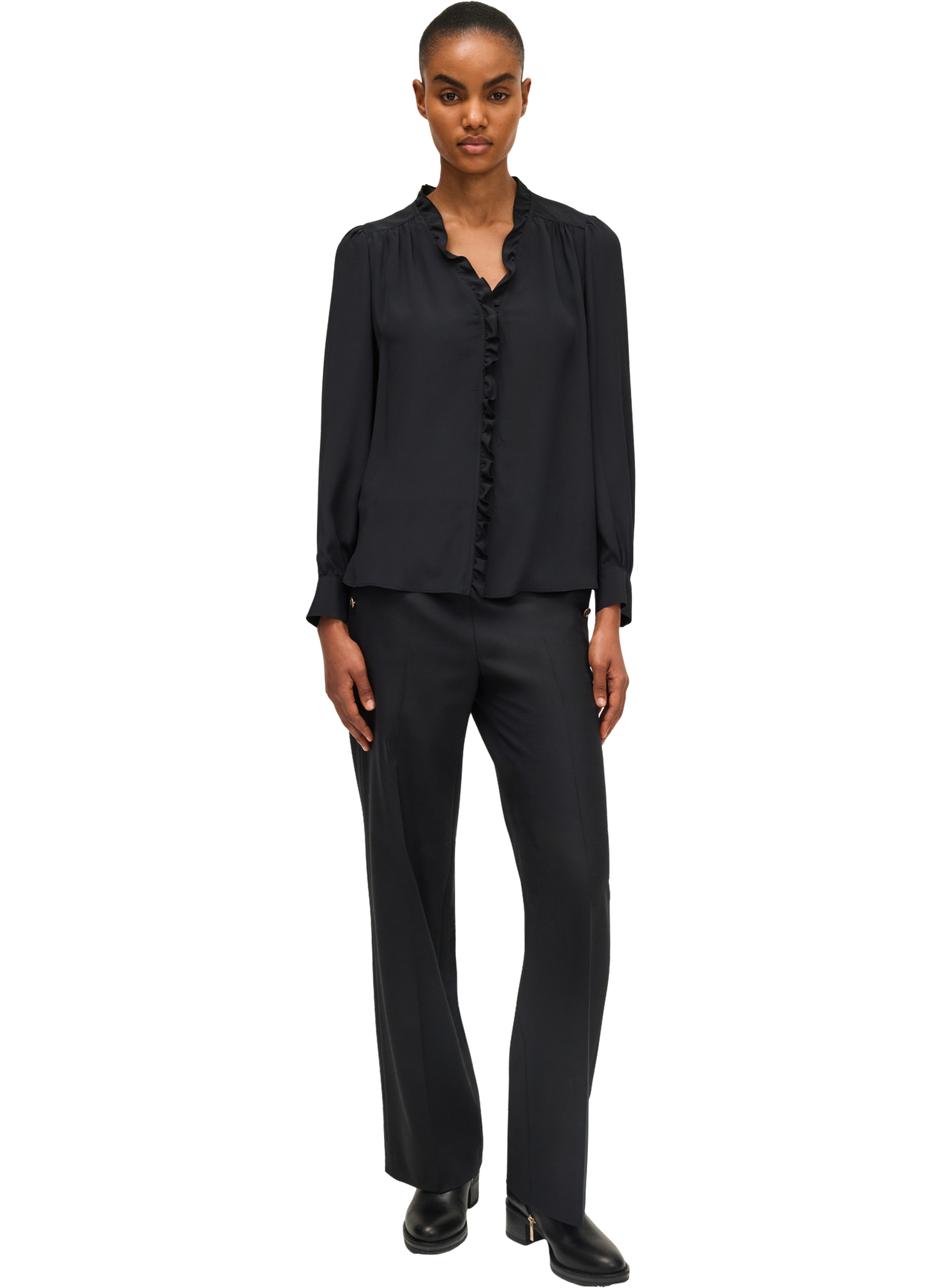 Chemise fluide à volants - azima PABLO Noir