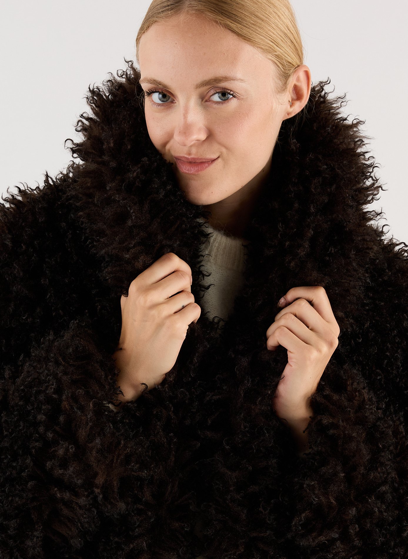 Manteau col montant aspect shearling SAISON 1865 Marron