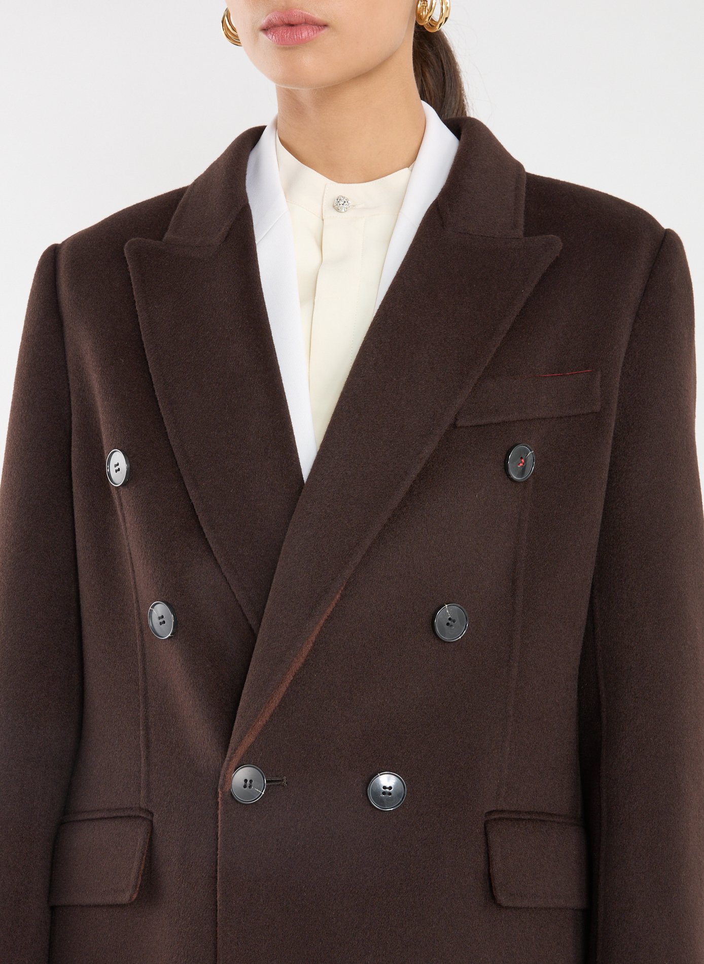 Manteau long en laine et cachemire VICTORIA BECKHAM Marron